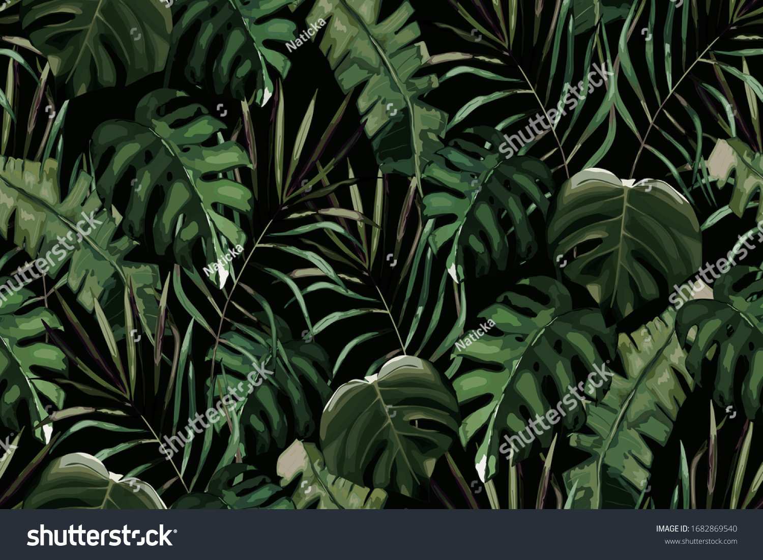 Jungle Exotic Seamless Pattern Green Tropical Stock Vector Royalty