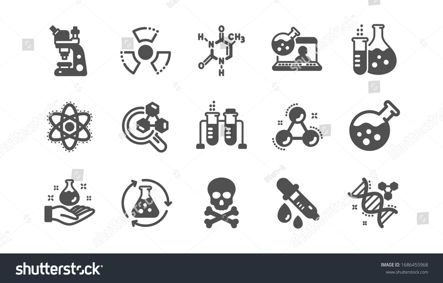 Chemistry Lab Icons Chemical Formula Microscope Stock Illustration