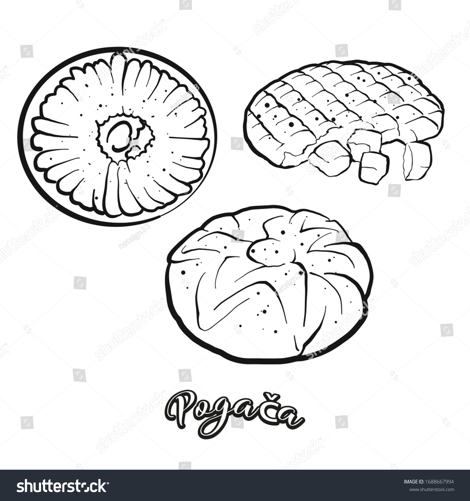 Food Sketch Separated On White Vector Stock Vector Royalty Free