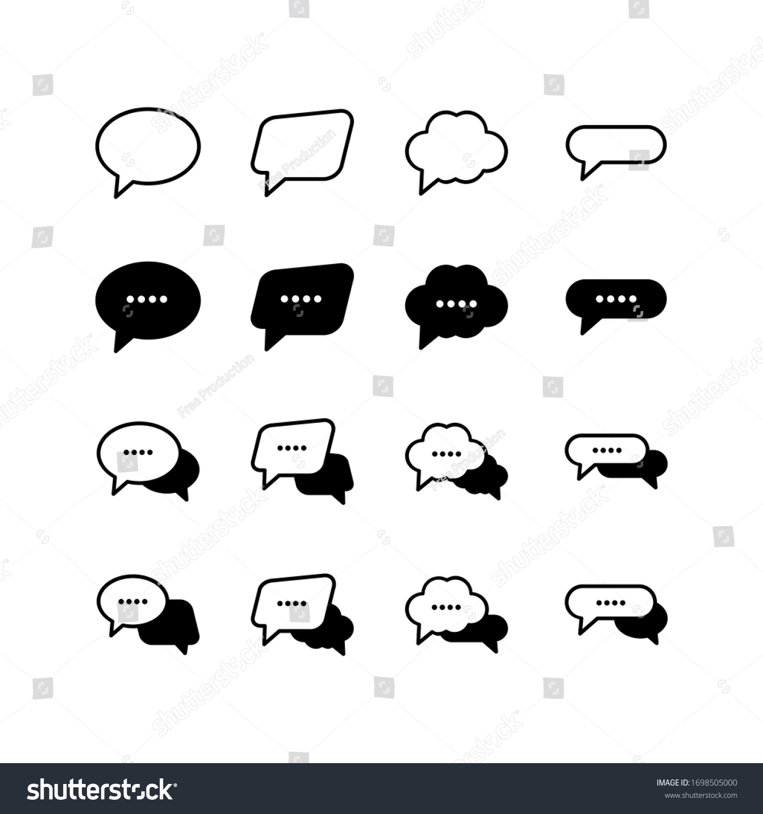 Chat Speech Bubble Icon Set Vector Stock Vector Royalty Free