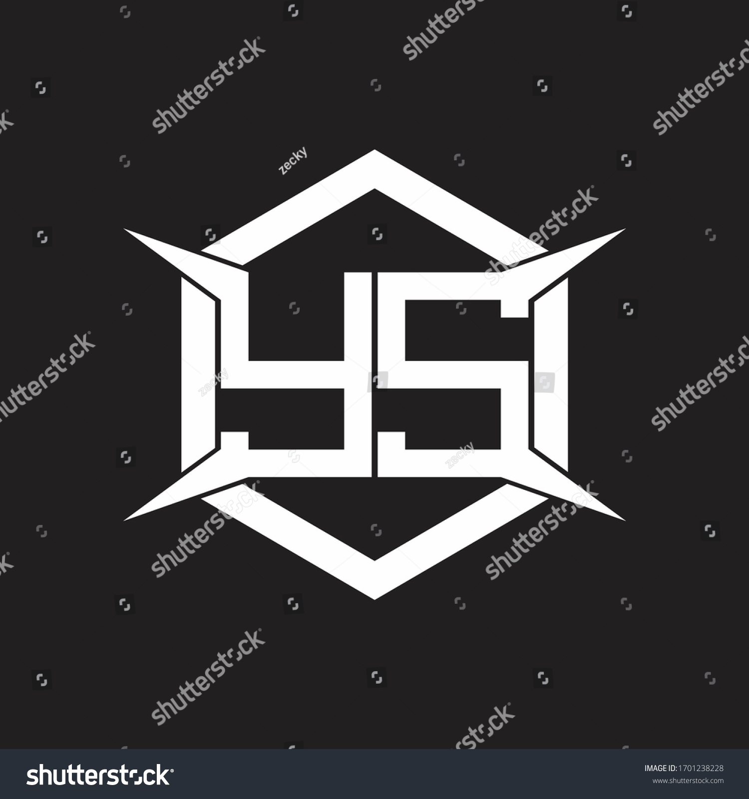 Ys Logo Monogram Hexagon Four Taper Stock Vector Royalty Free