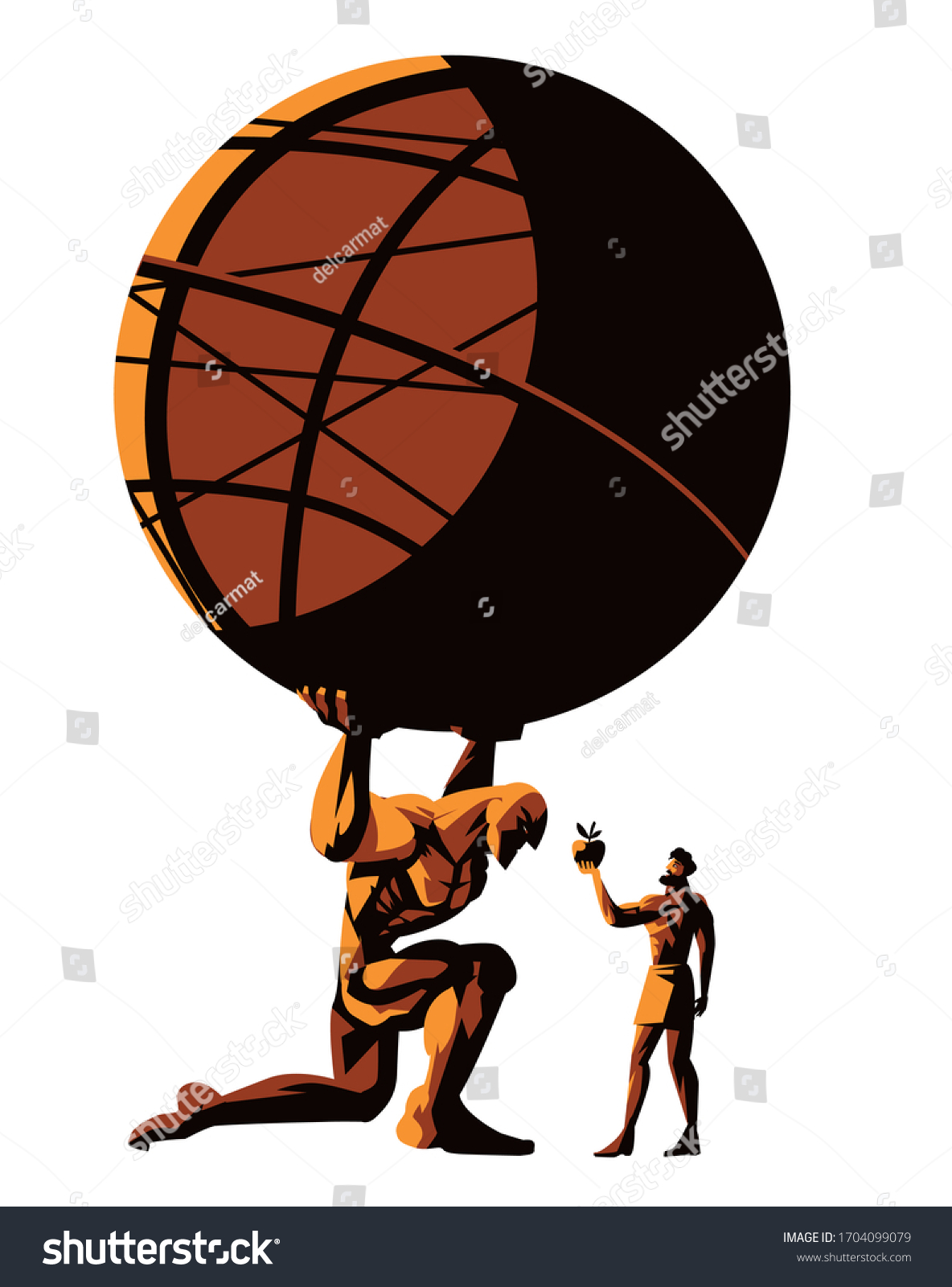 Greek Mythology Titan Atlas Holding Globe Stock Vector Royalty Free