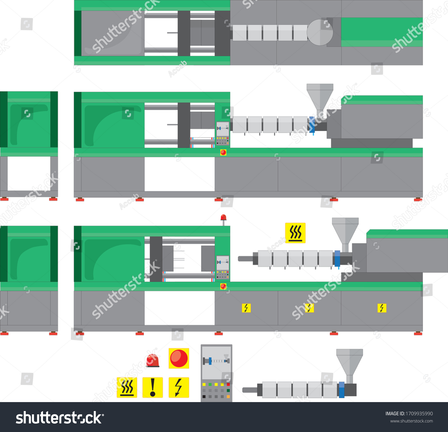 Different Views Injection Molding Machine Stock Vector Royalty Free