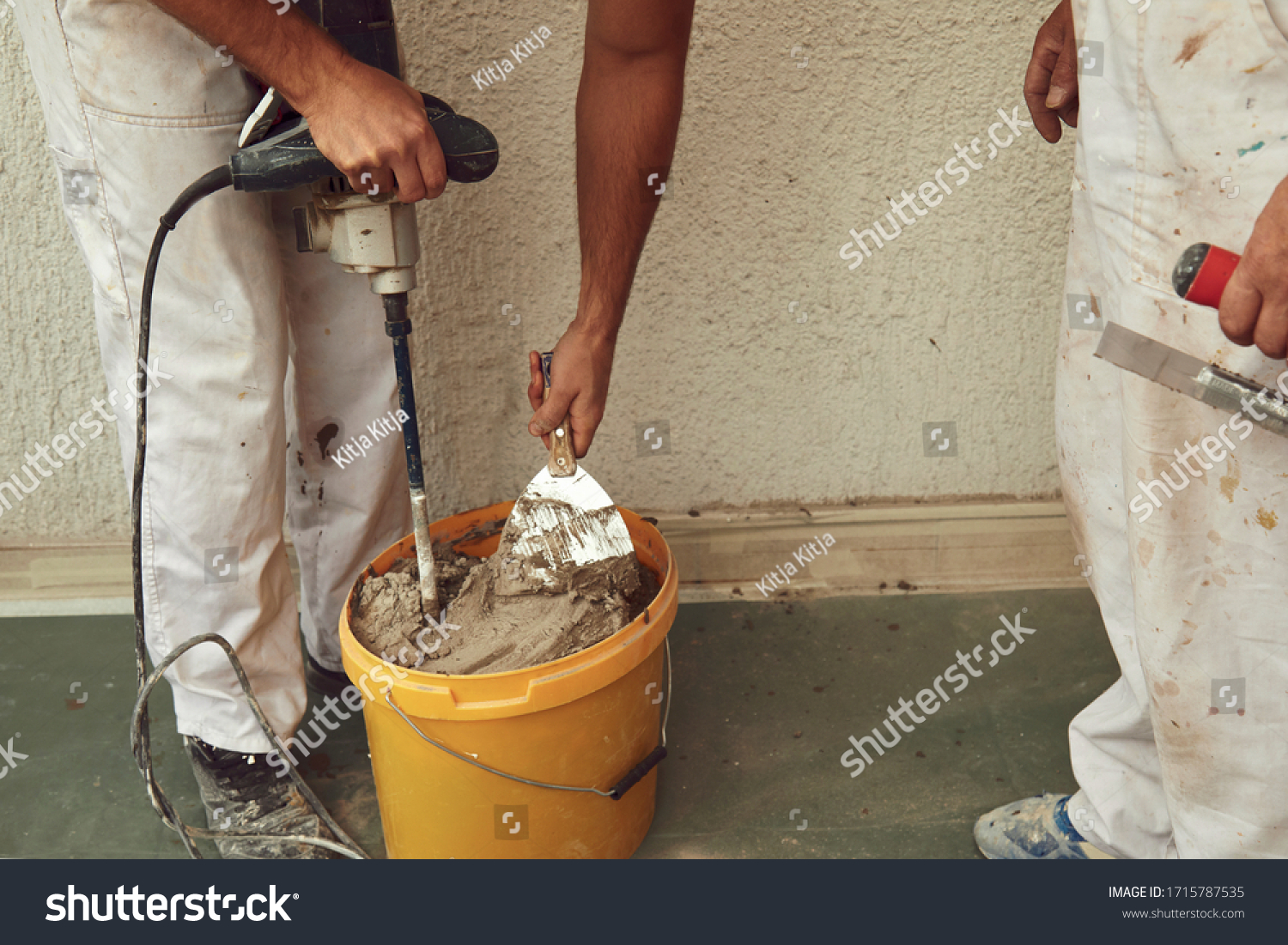 Construction Workers Plaster Wall Stock Photo Shutterstock