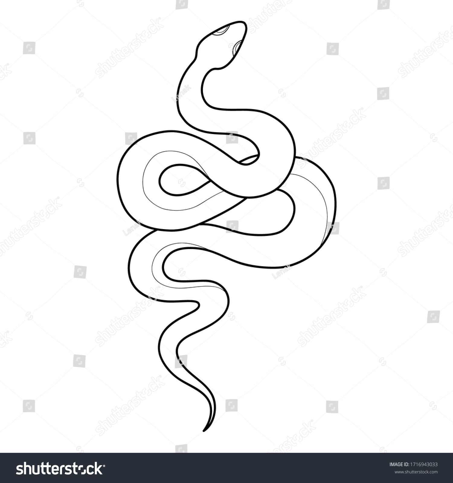 Hand Drawing Outline Snake Tattoo Snake Stock Vektor Royaltyfri