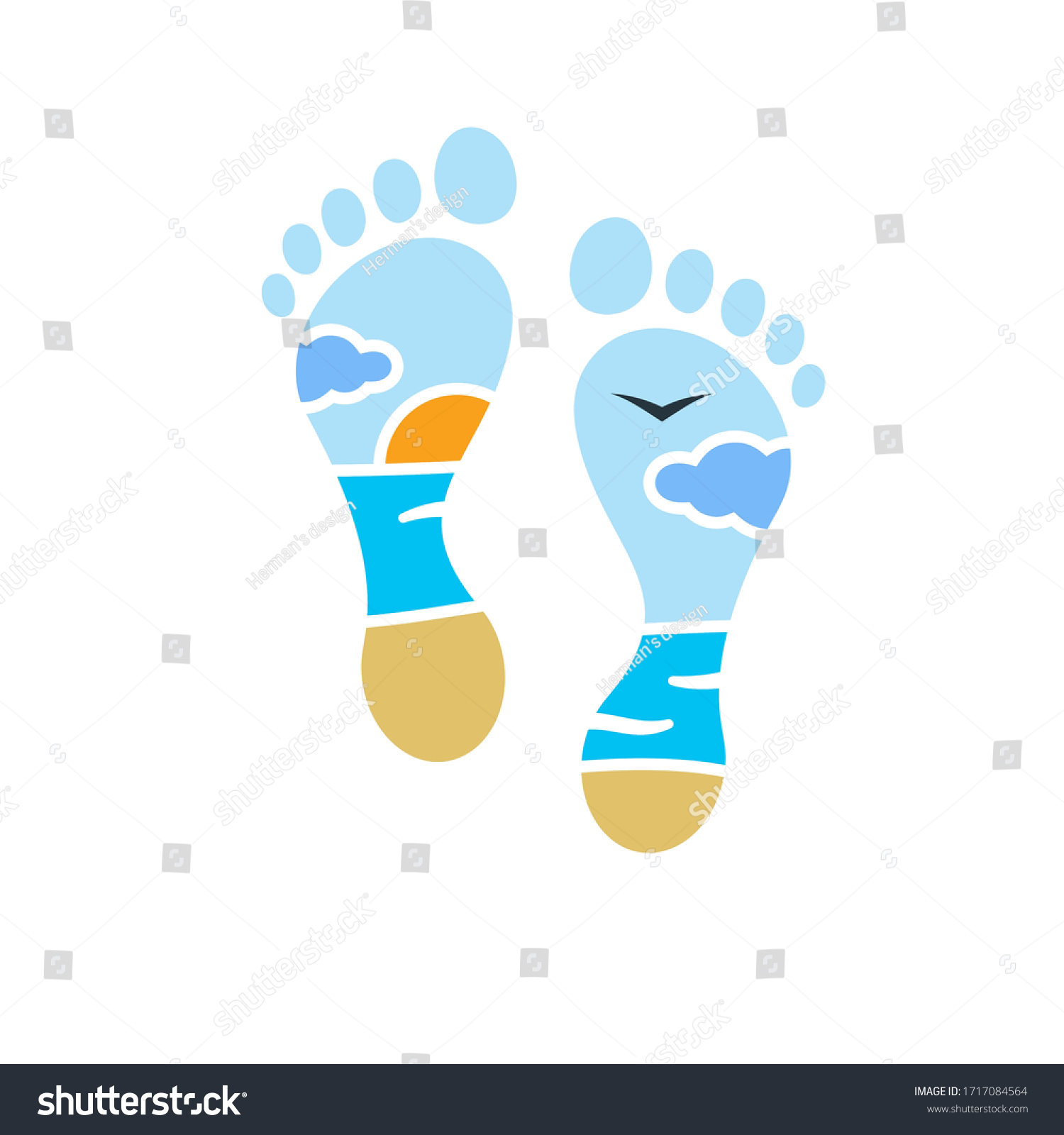 Seascape Foot Logo Template Feet Beach Stock Illustration