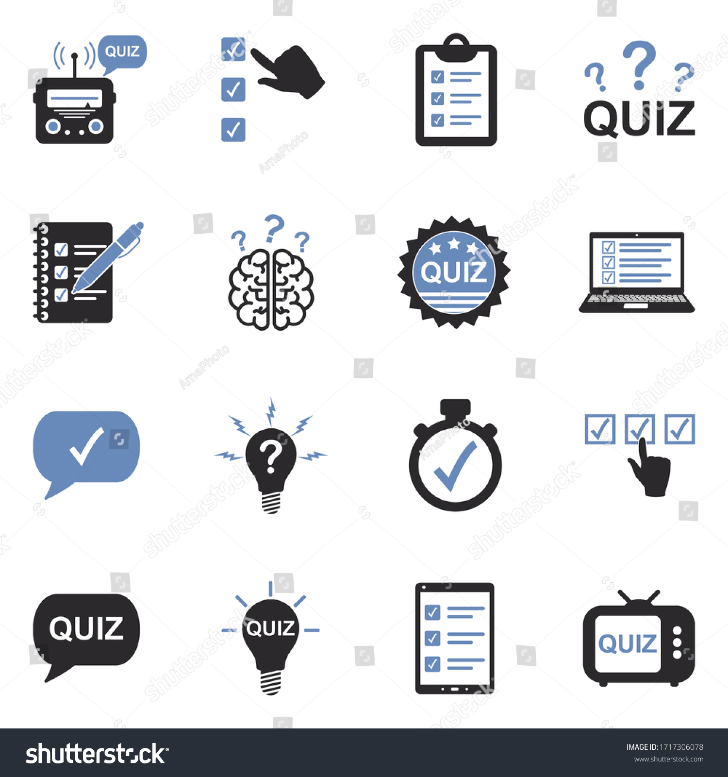 Quiz Icons Two Tone Flat Design Stock Vector Royalty Free