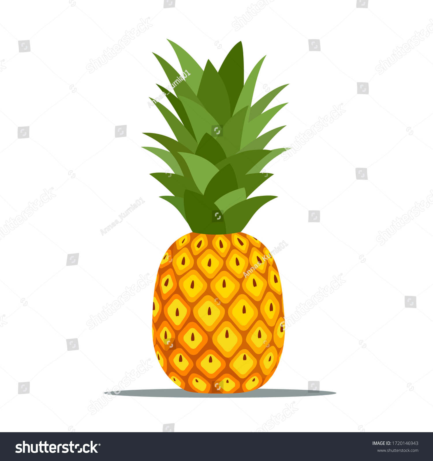 Pineapple Illustration Pineapple Fruit Isolated Cartoon Stock Vector