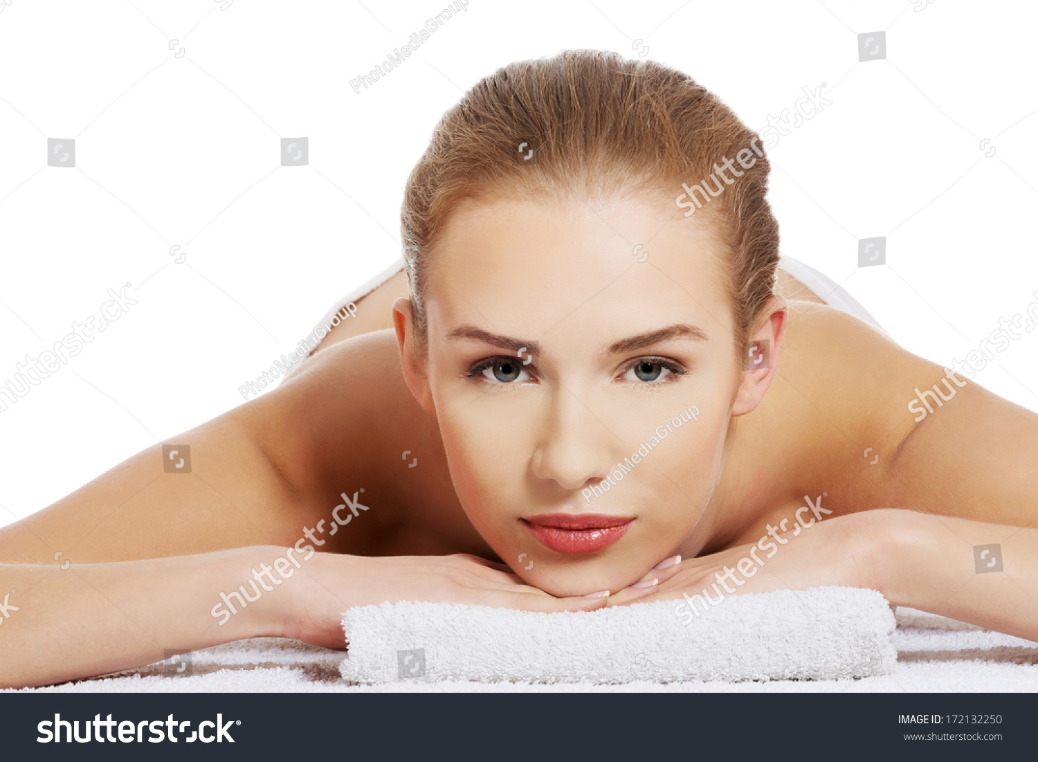 Beautiful Caucasian Naked Woman Lying On Stock Photo 172132250