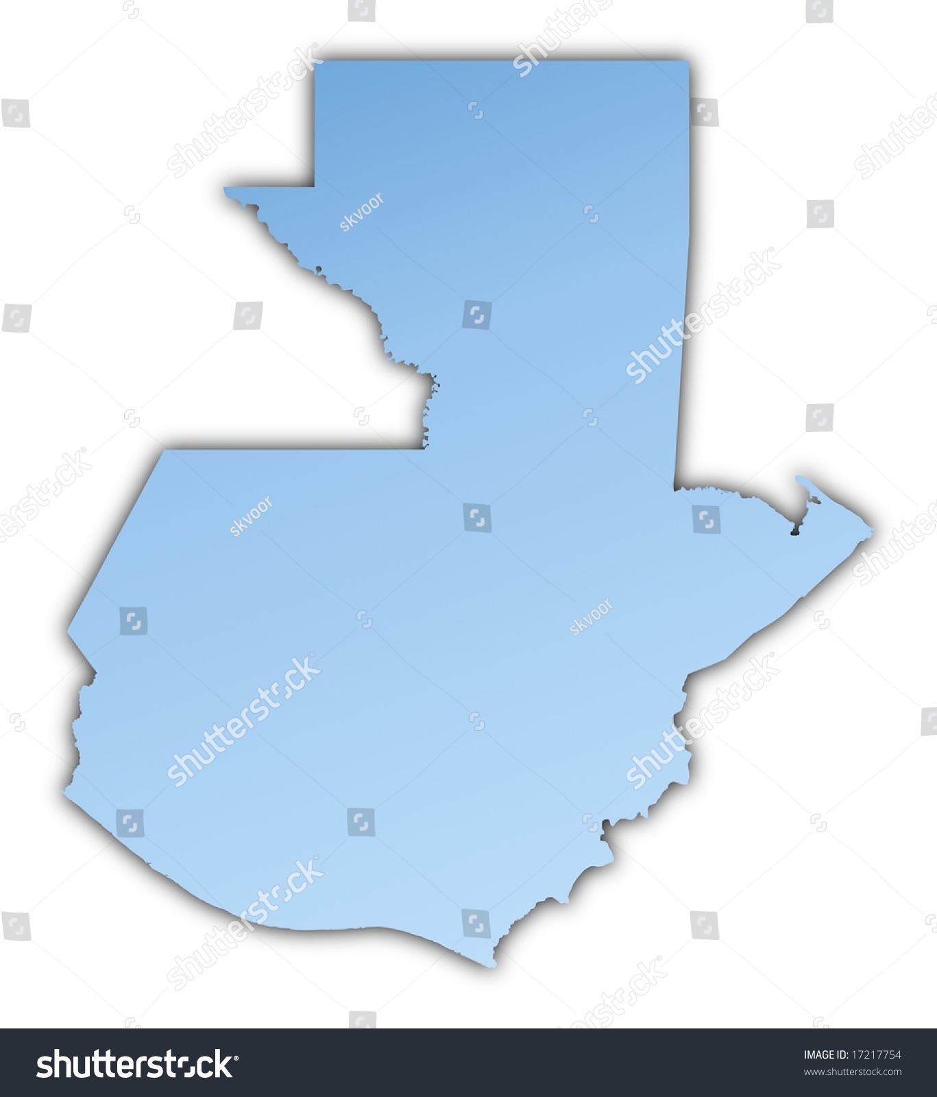 Guatemala Map Light Blue Map Shadow Shutterstock