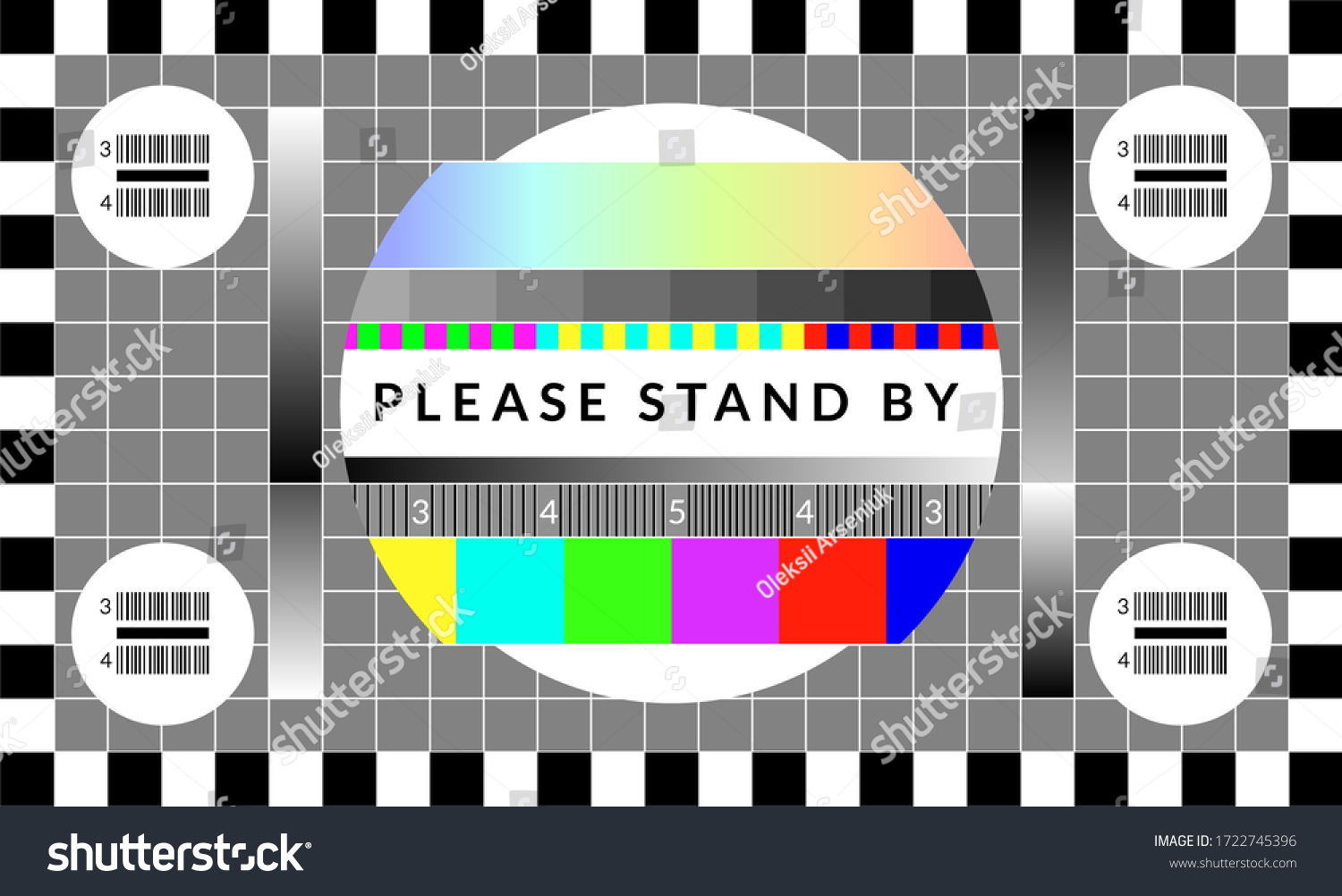 Retro Tv Test Screen Old Calibration Stock Illustration 1722745396