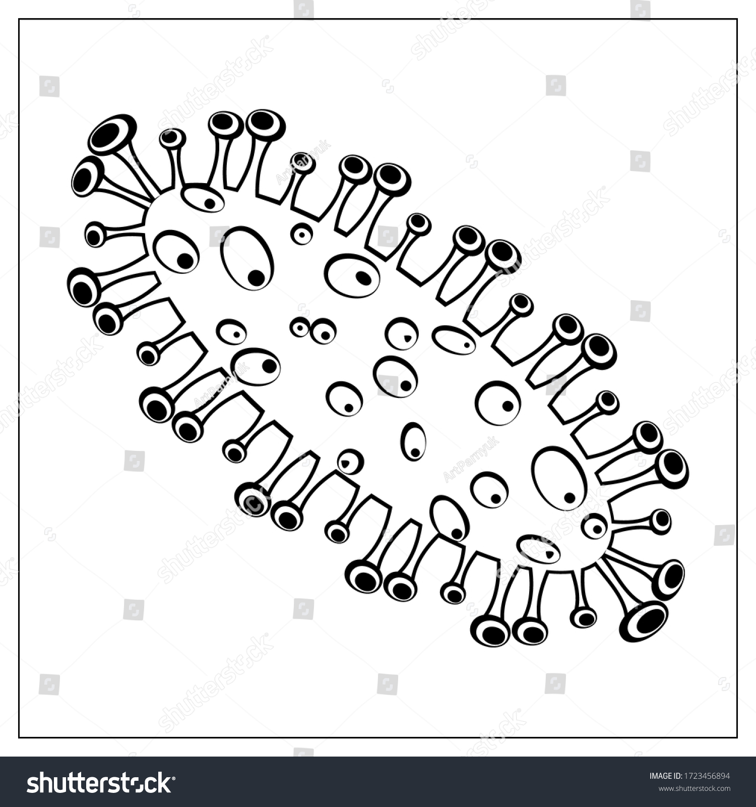 Vector Illustration Outlines Bacteria Virus Cells Stock Vector Royalty