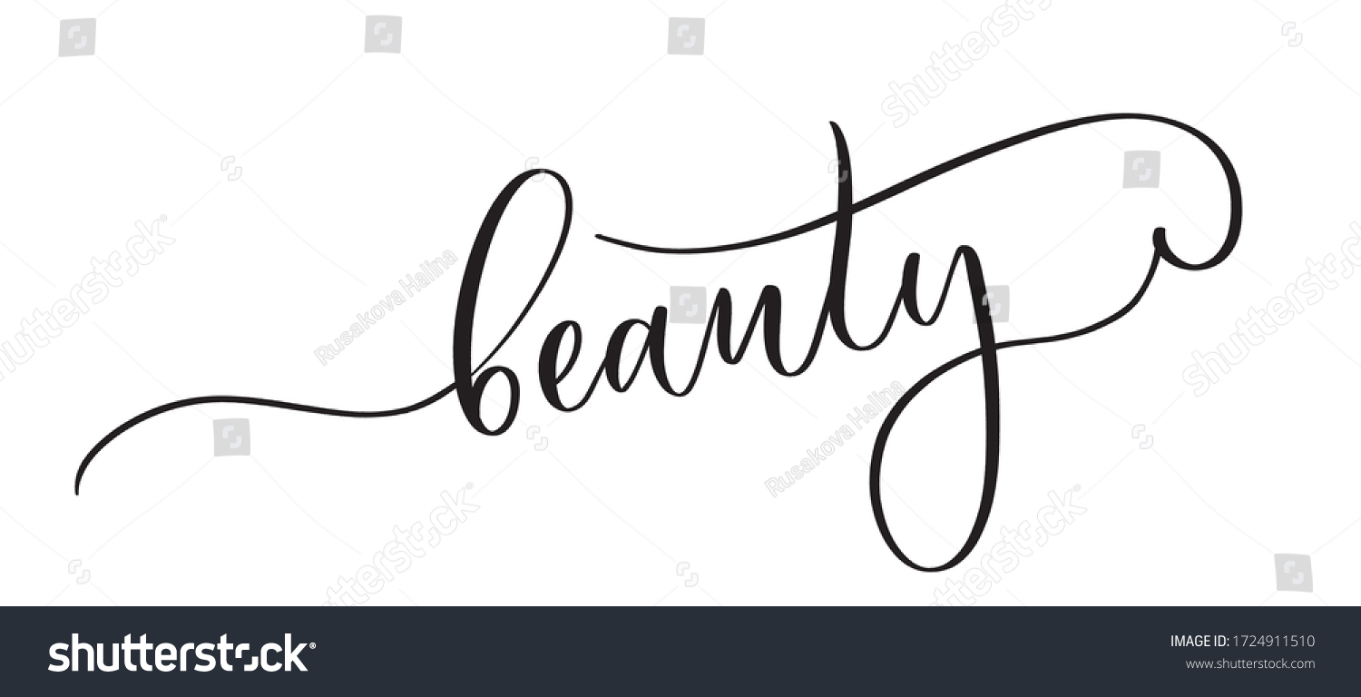 Beauty Typography Lettering Quote Brush Calligraphy Stock Vector