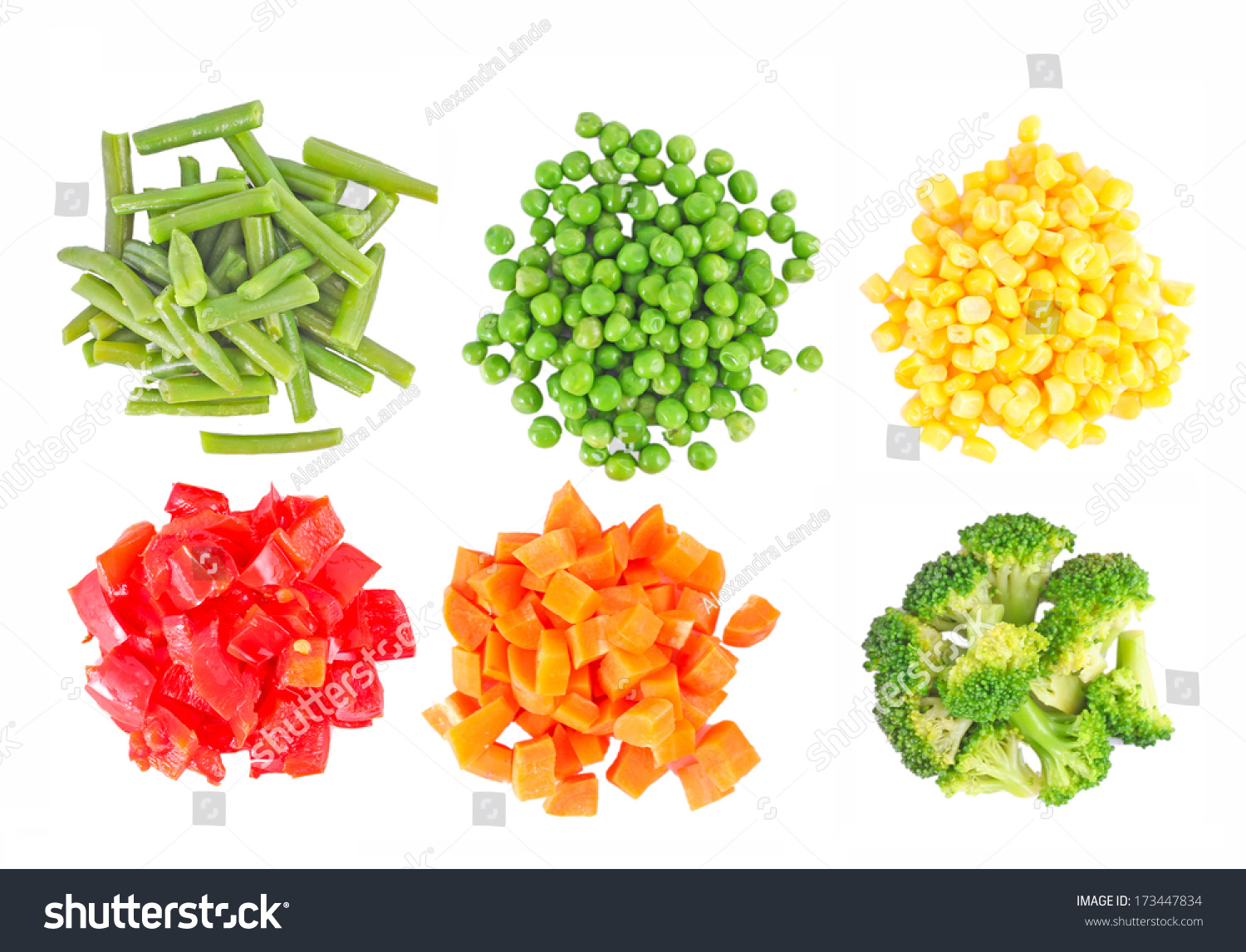 Set Different Frozen Vegetables Isolated On Stock Photo