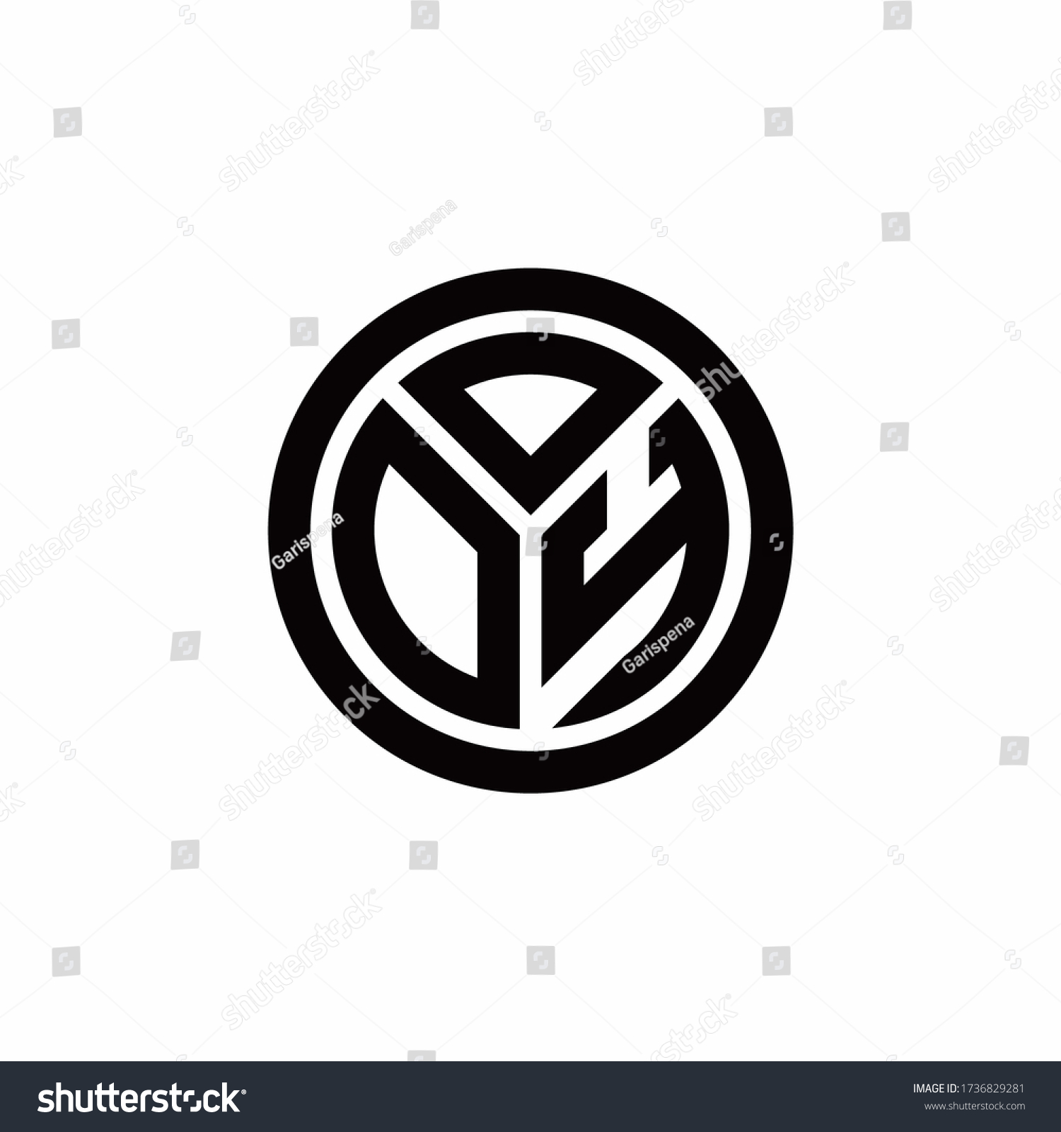 Dy Monogram Logo Circle Outline Design Stock Vector Royalty Free