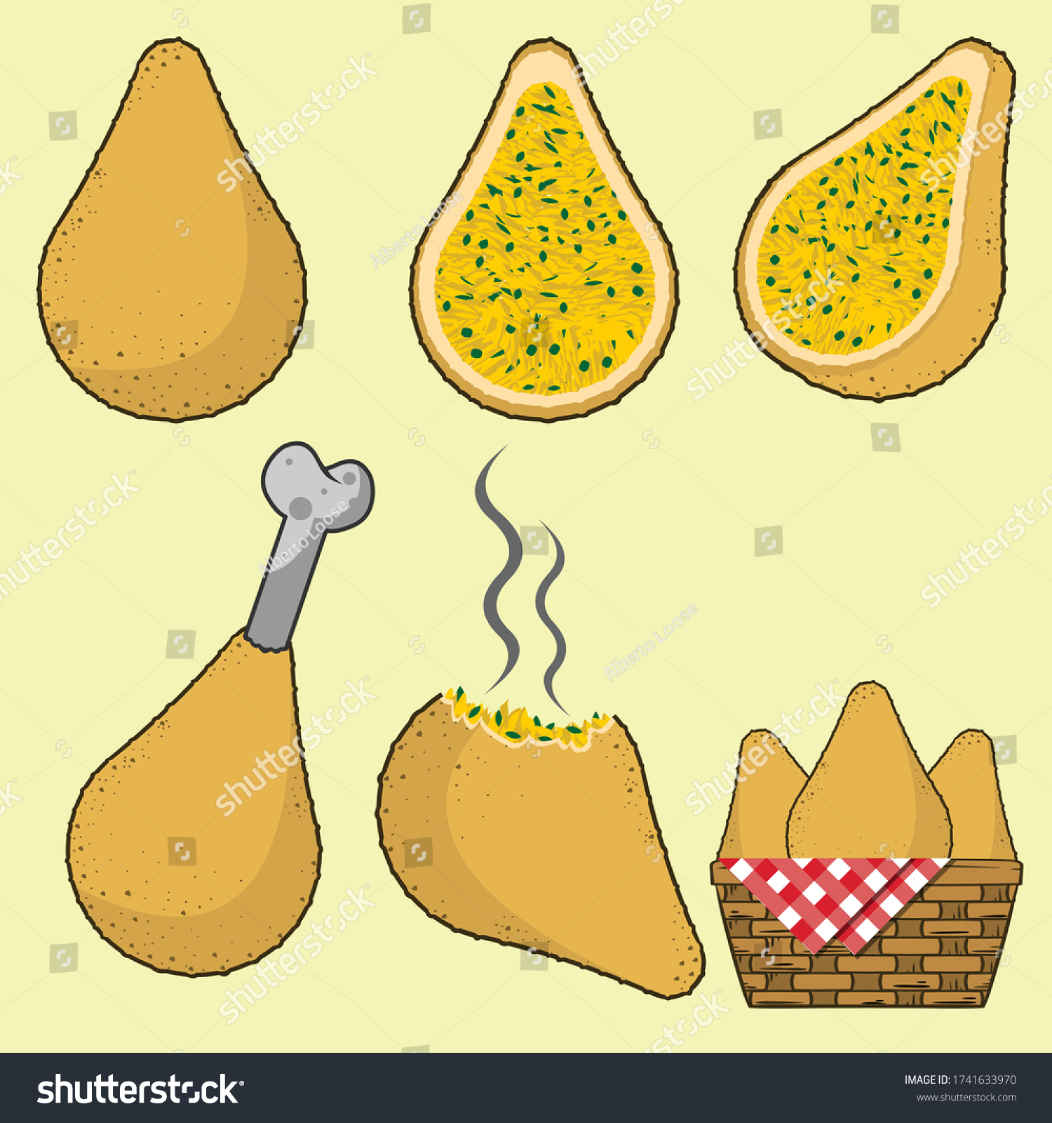 Coxinha Traditional Brazilian Cuisine Snacks Stuffed Stock Vector