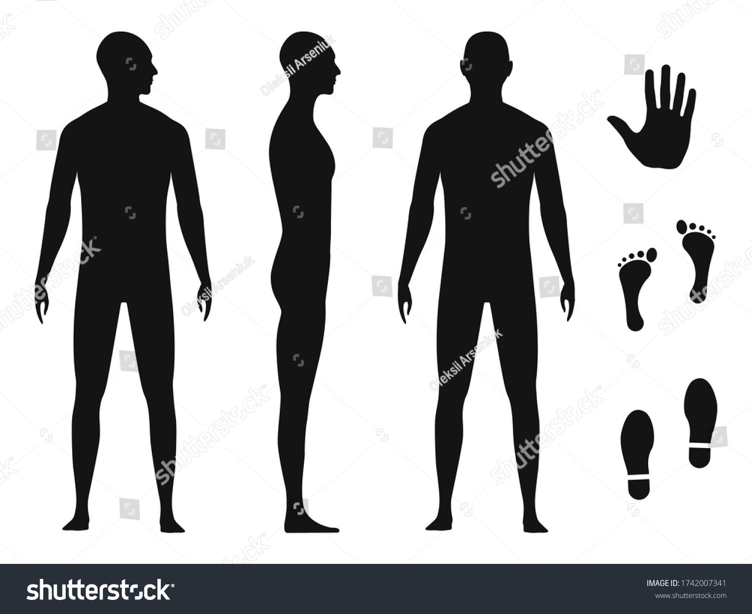 Human Body Silhouette Bald Naked Barefoot Stock Vector Royalty Free