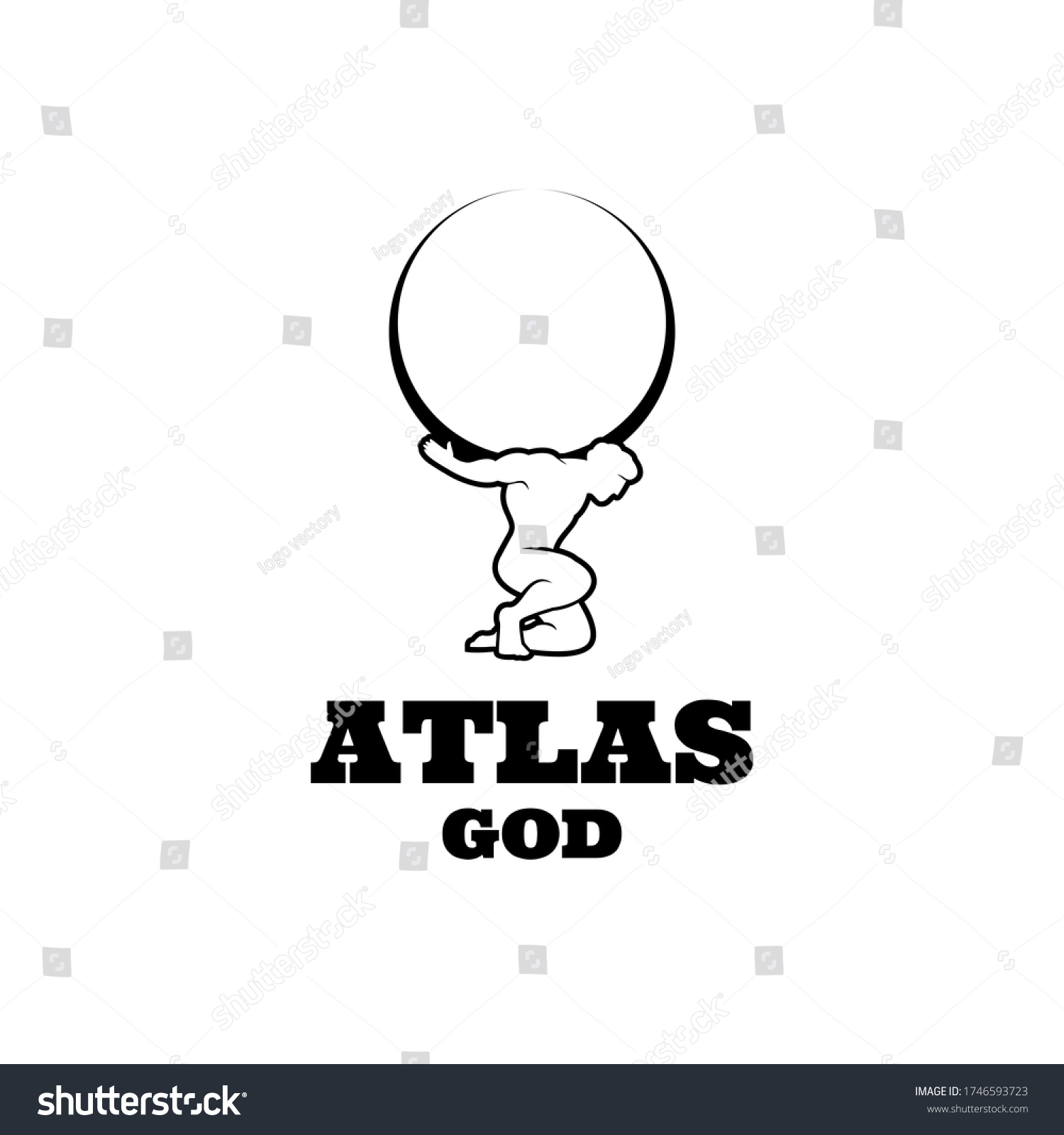 Atlas God Lift Globe Black Logo Stock Vector Royalty Free