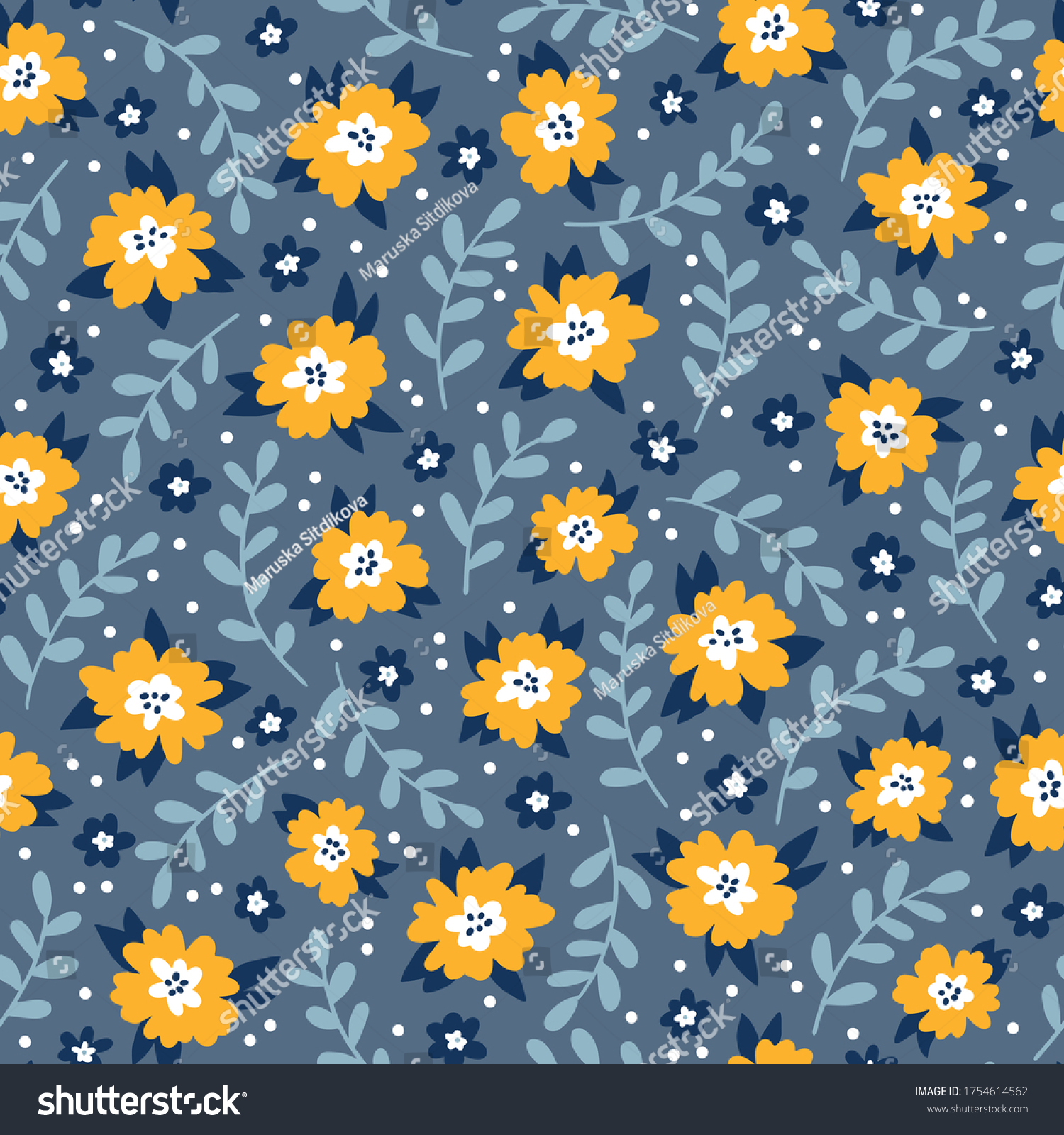 Seamless Floral Pattern Fabric Design Simple Stock Vector Royalty Free