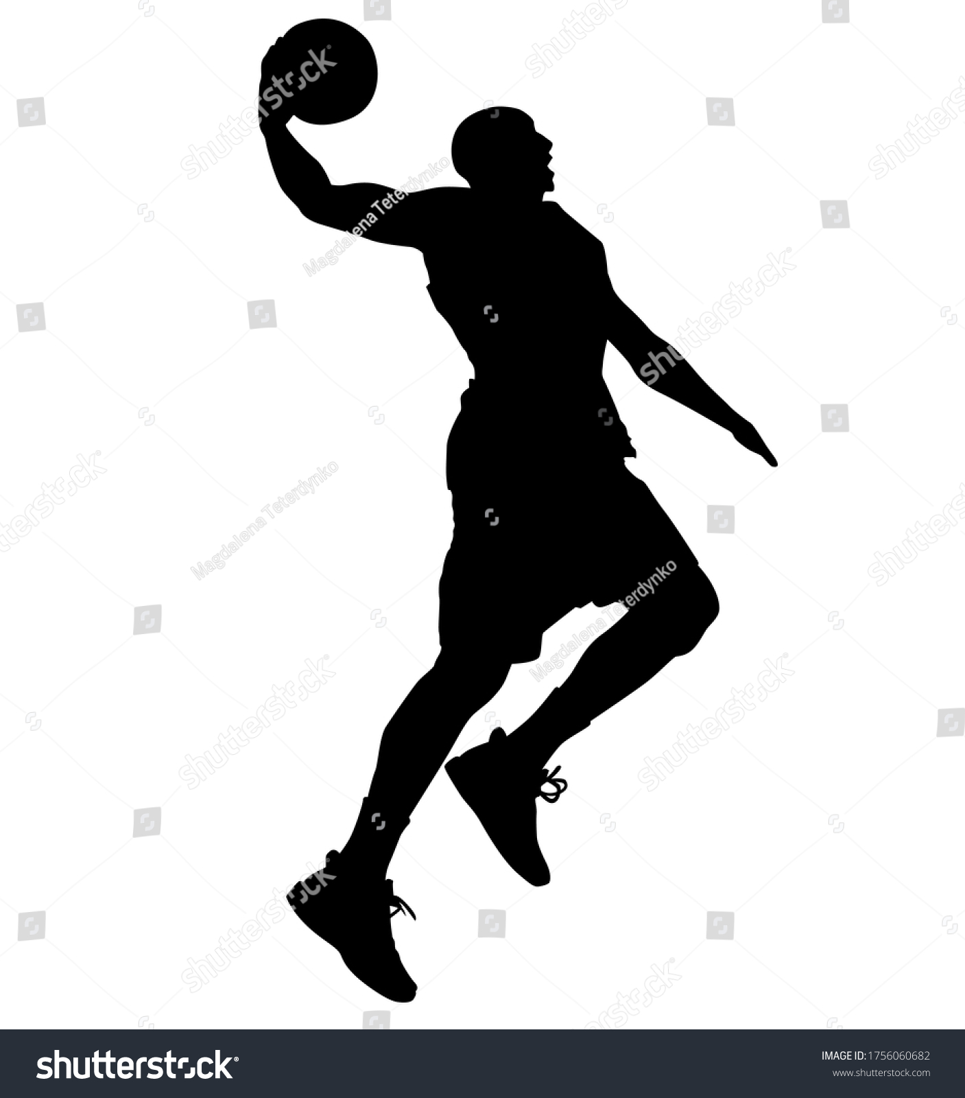 High Jumping Basketball Player Jump Throw Stock Illustration