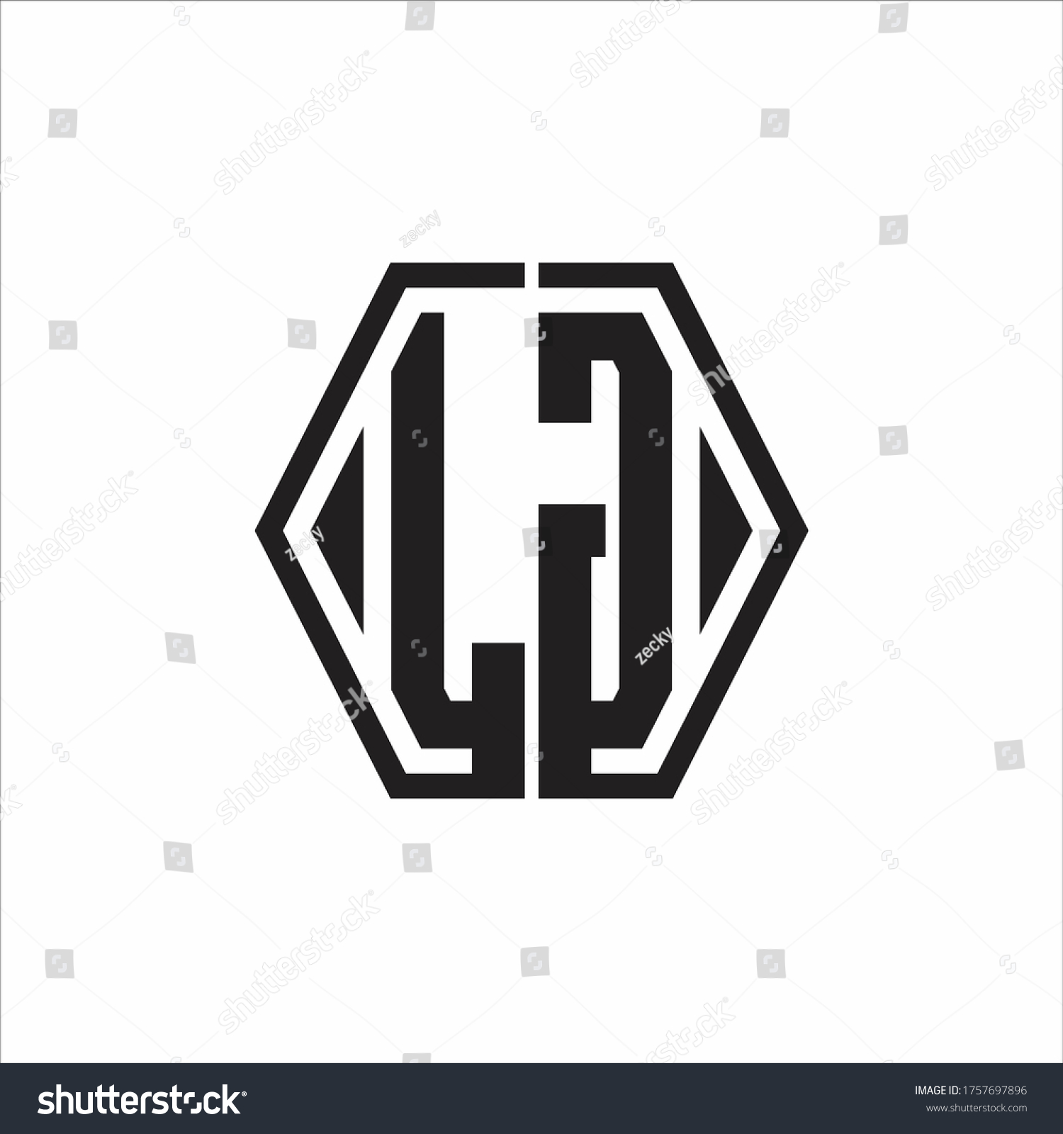 Lg Logo Monogram Hexagon Line Rounded Stock Vector Royalty Free