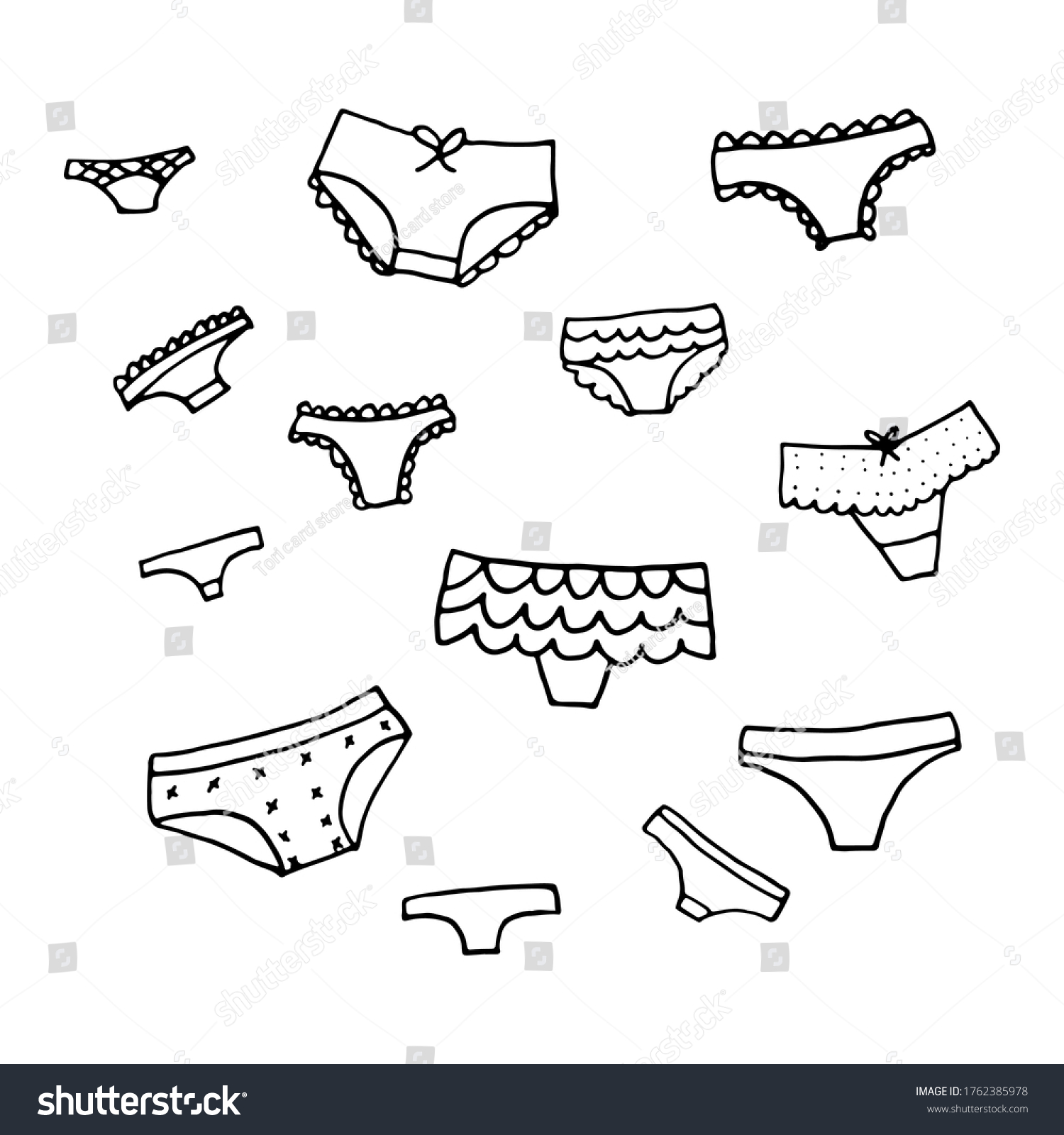 Lingerie Doodle Set Vector Underwear Background Stock Vector Royalty