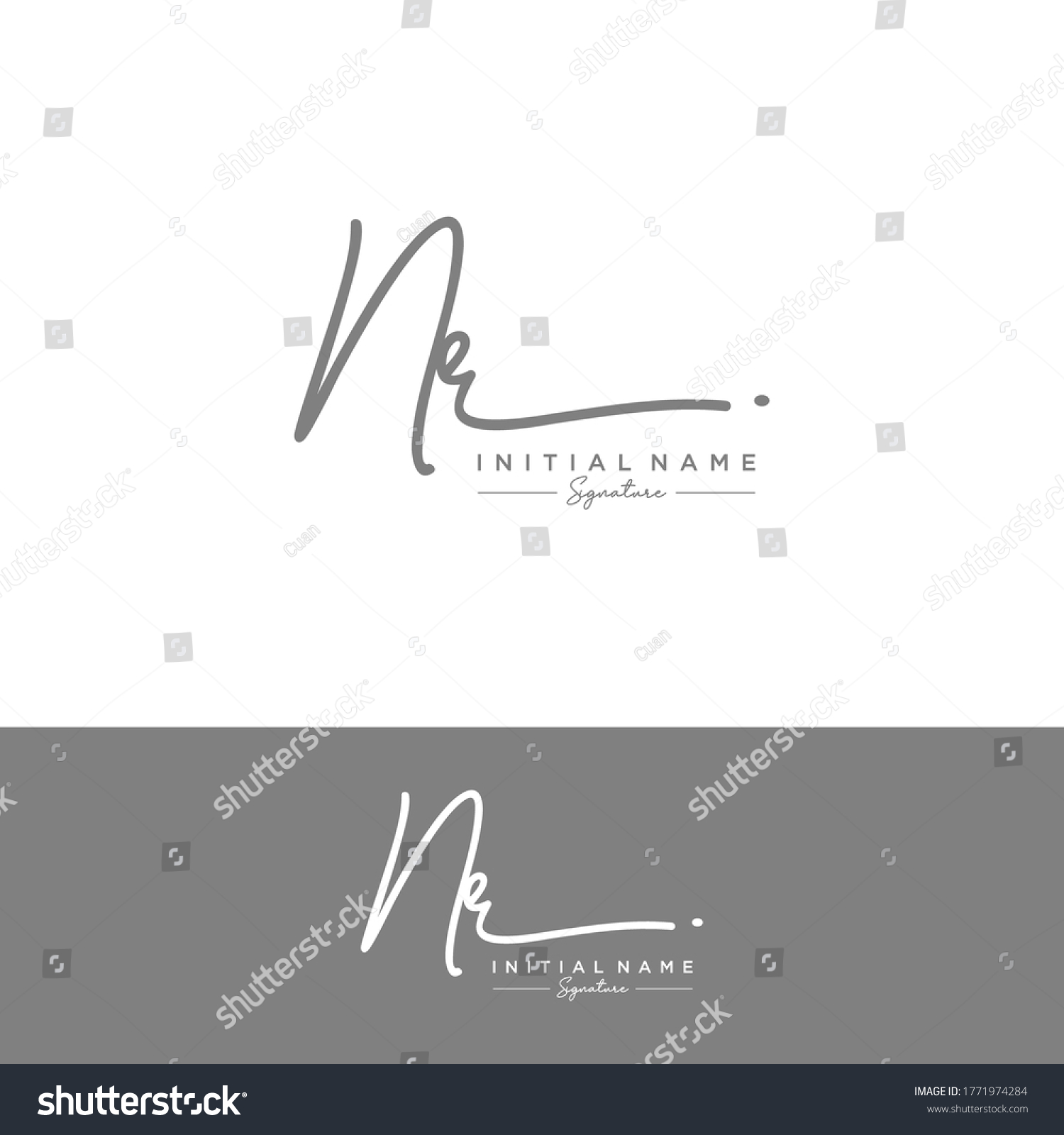 Nr Initial Letter Handwriting Signature Logo Stock Vector Royalty Free