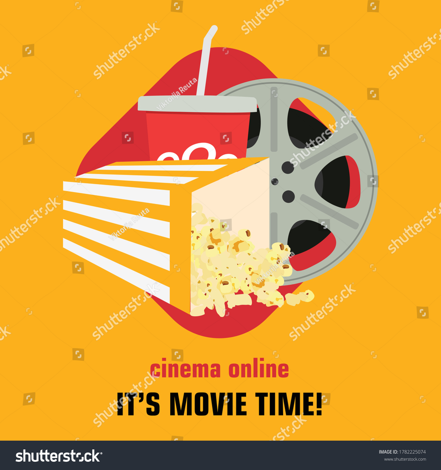 Movie Time Vector Illustration Cinema Poster Stock Vector Royalty Free