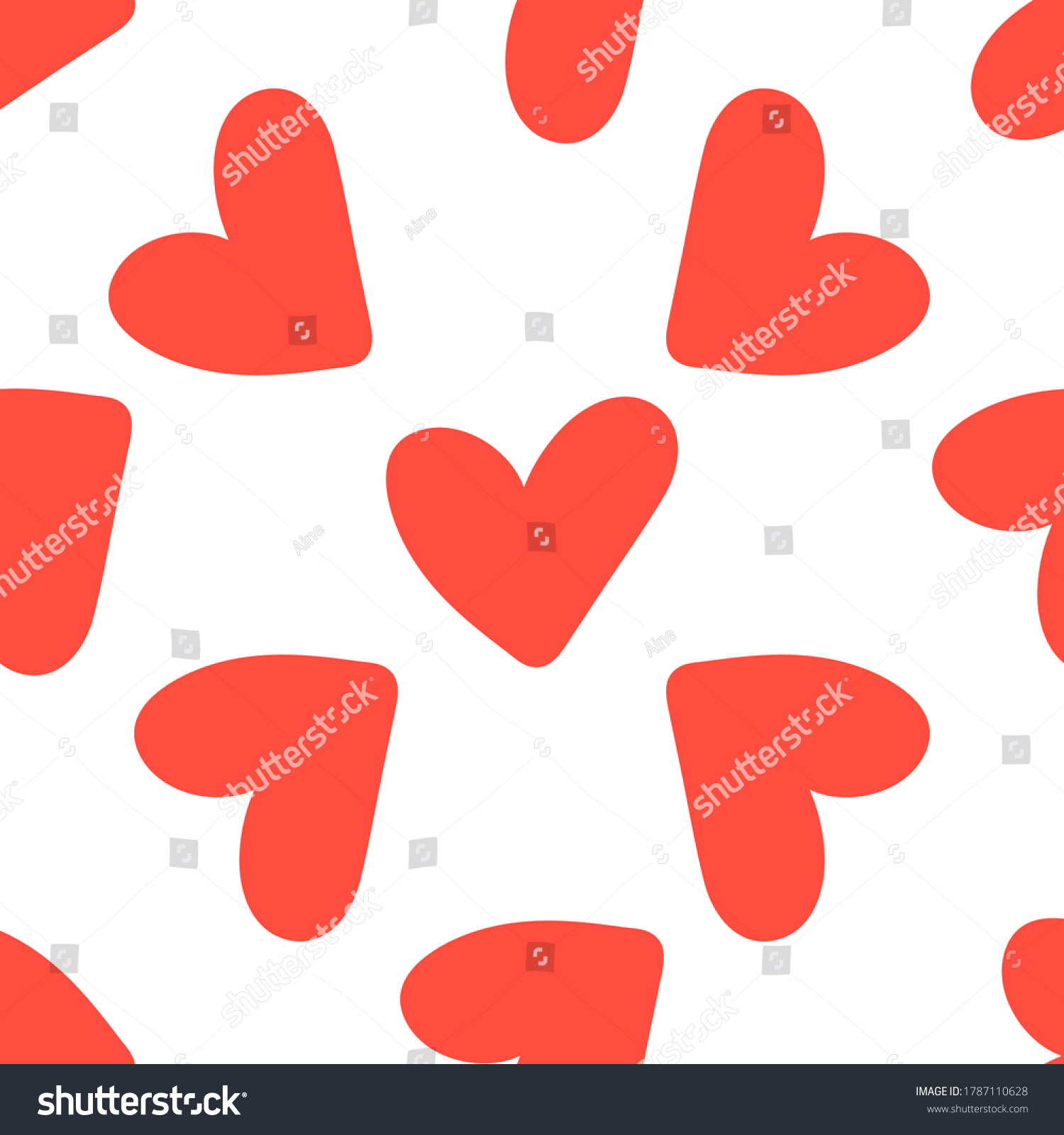 Cartoon Cute Heart Seamless Pattern Romantic Stock Vector Royalty Free