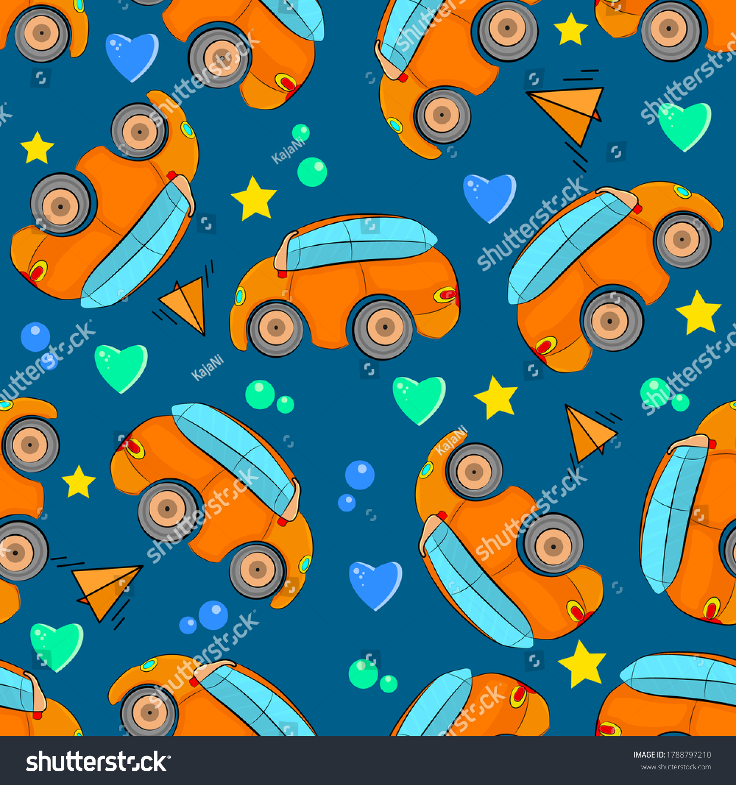 Cartoon Cars Seamless Pattern On Blue Stock Vector Royalty Free