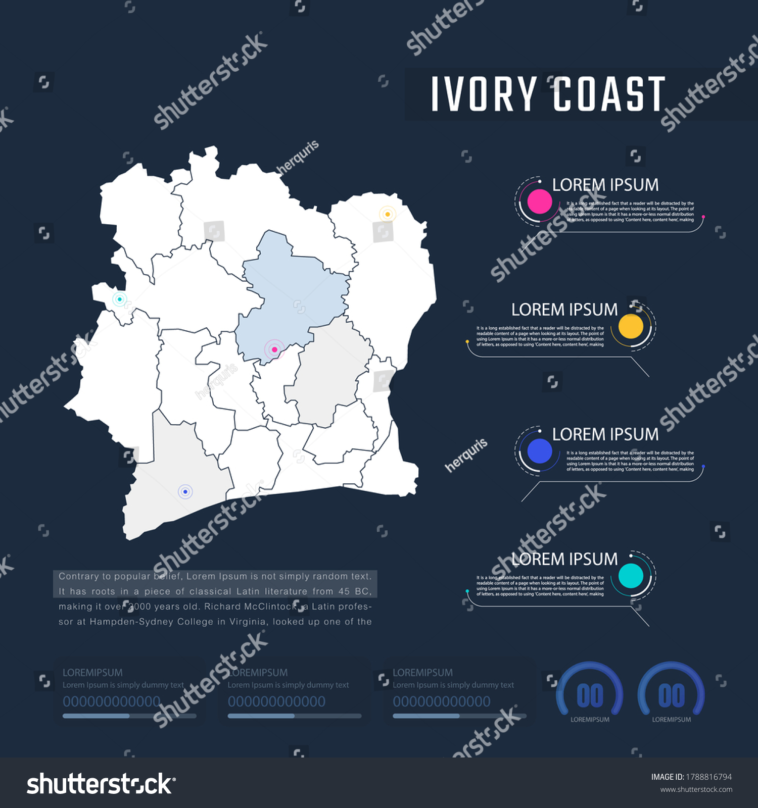 Ivory Coast Country Map Infographics Vector Stock Vector Royalty Free