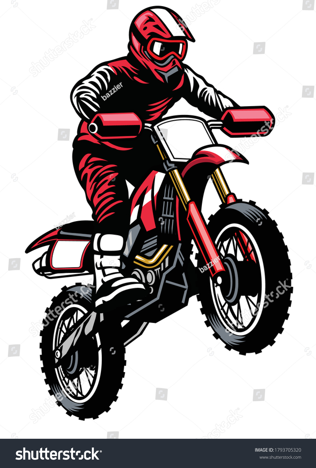 Jumping Rider Riding Motocross Stock Vector Royalty Free