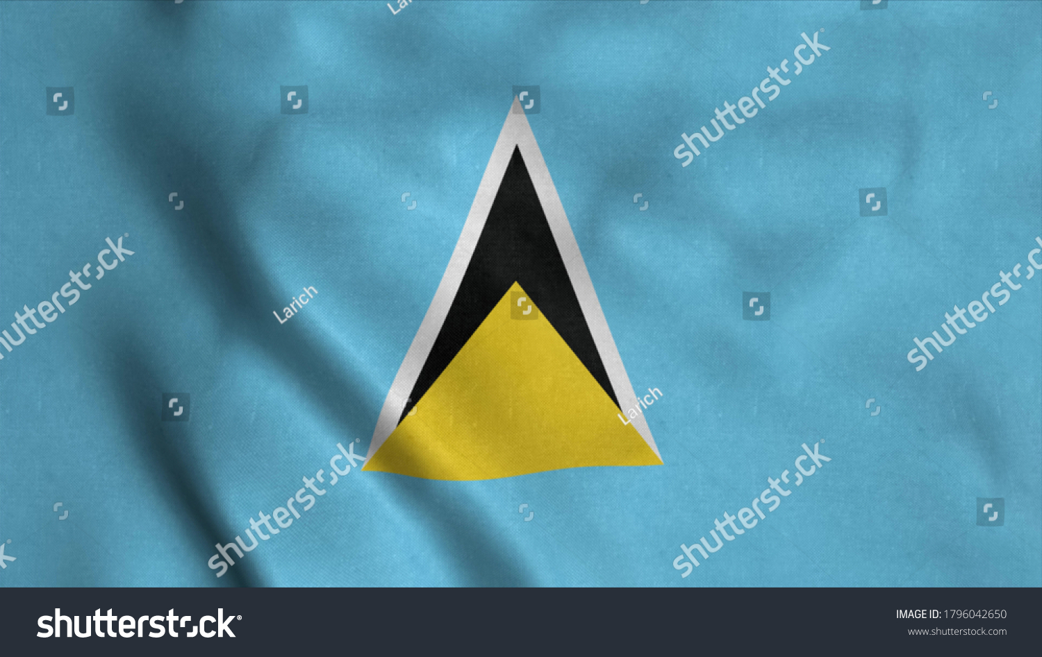 Saint Lucia Flag Waving Wind D Stock Illustration