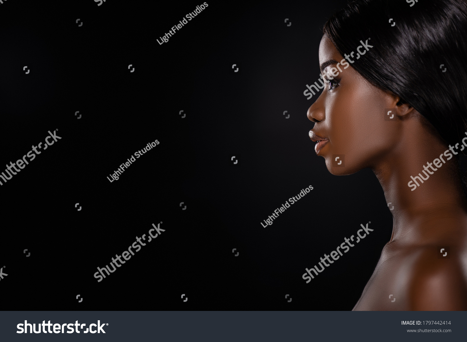 Side View African American Naked Woman Stock Photo 1797442414