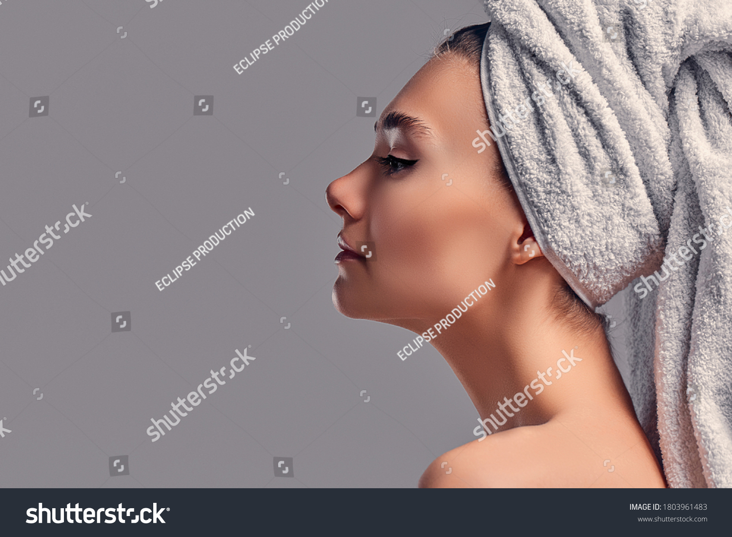 Beauty Portrait Cheerful Attractive Half Naked Stock Photo