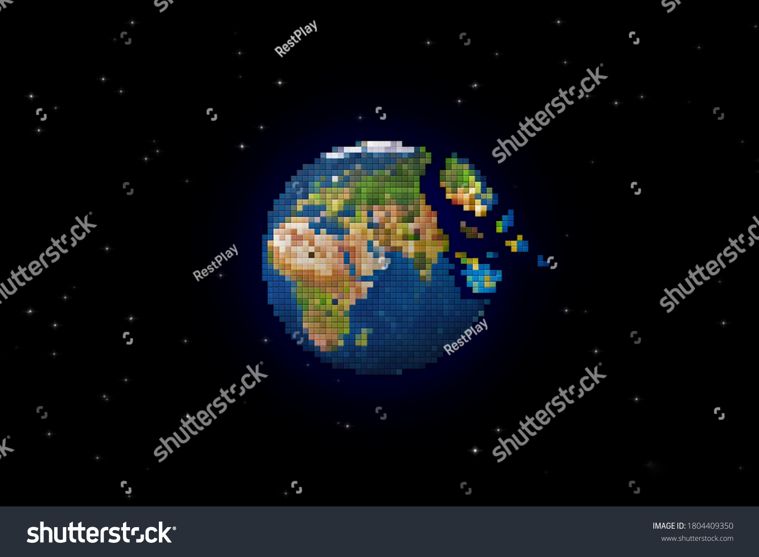 Pixel Art Earth Animation View Wallpaper Stock Illustration 1804409350