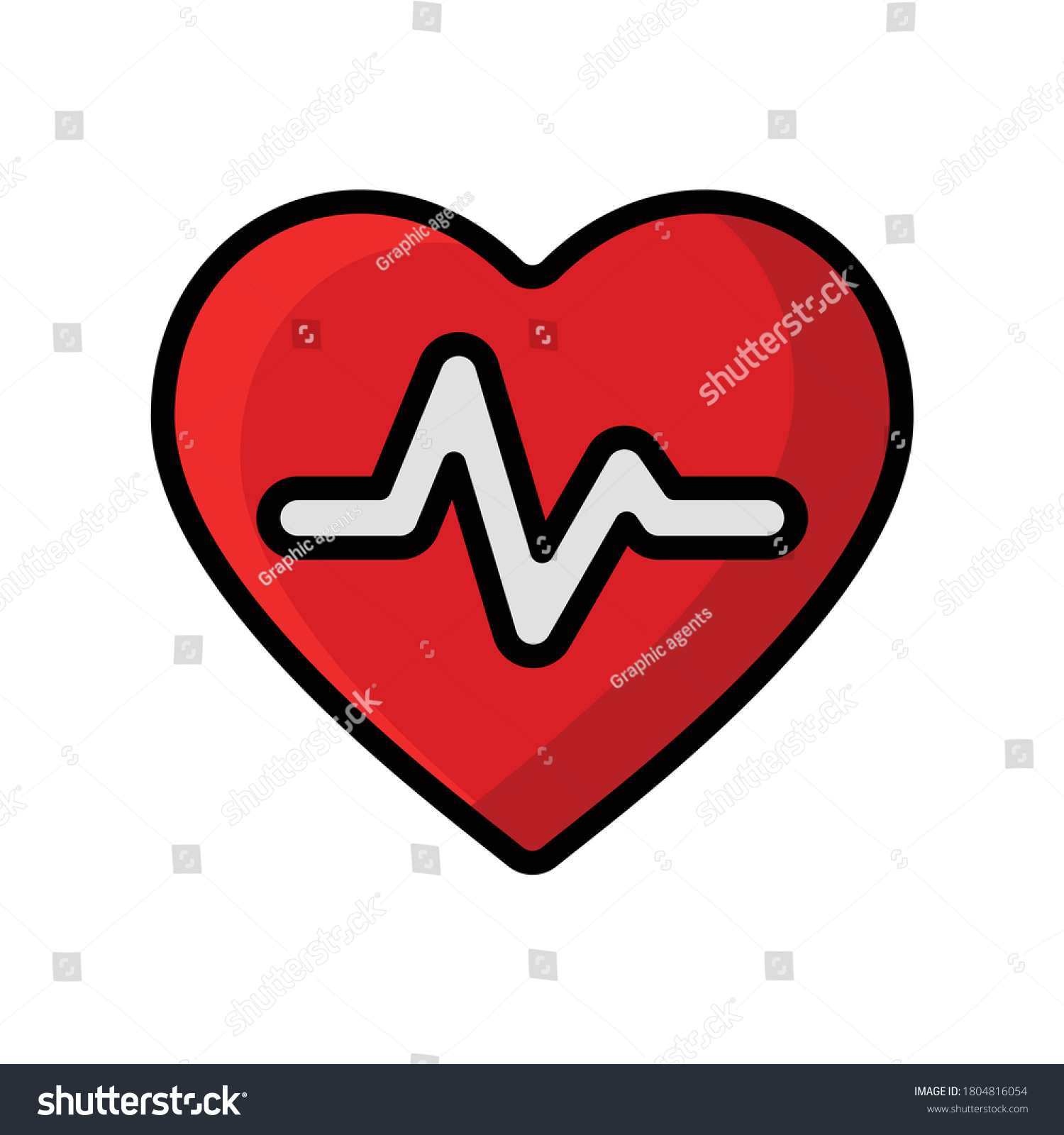 Red Heart Beat Pulse Line Flat Stock Vector Royalty Free 1804816054