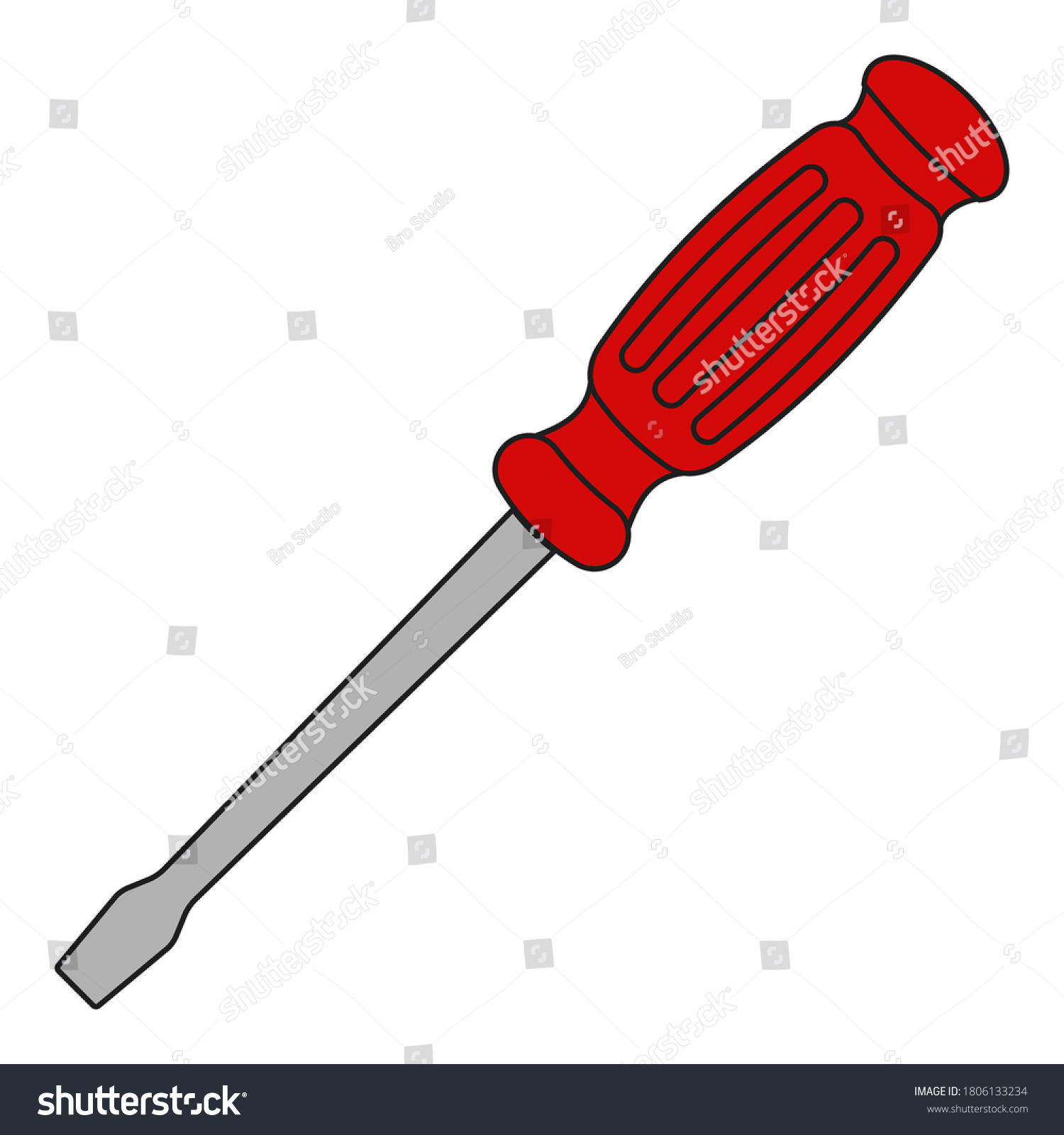 Icon Flat Slotted Screwdriver Vector Cartoon Stock Vector Royalty Free