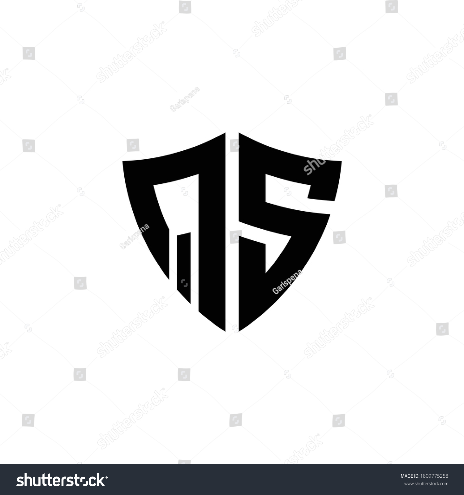 Qs Monogram Logo Shield Shape Design Stock Vector Royalty Free