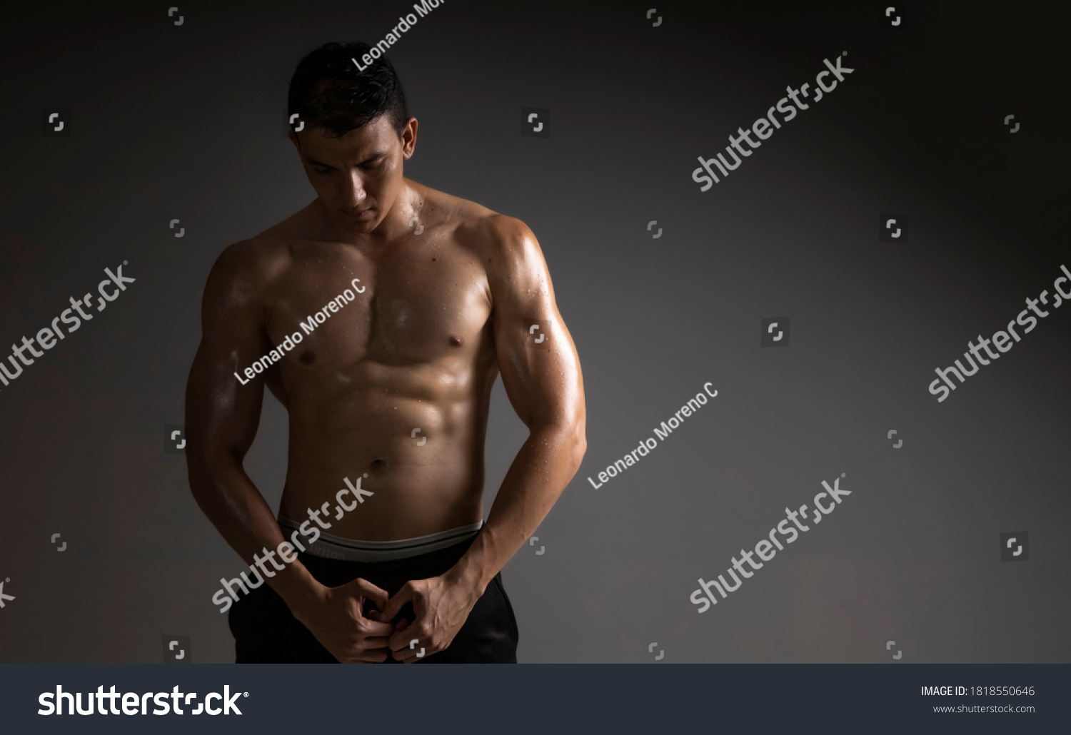 Man Defined Body Showing Naked Torso Stock Photo 1818550646 Shutterstock