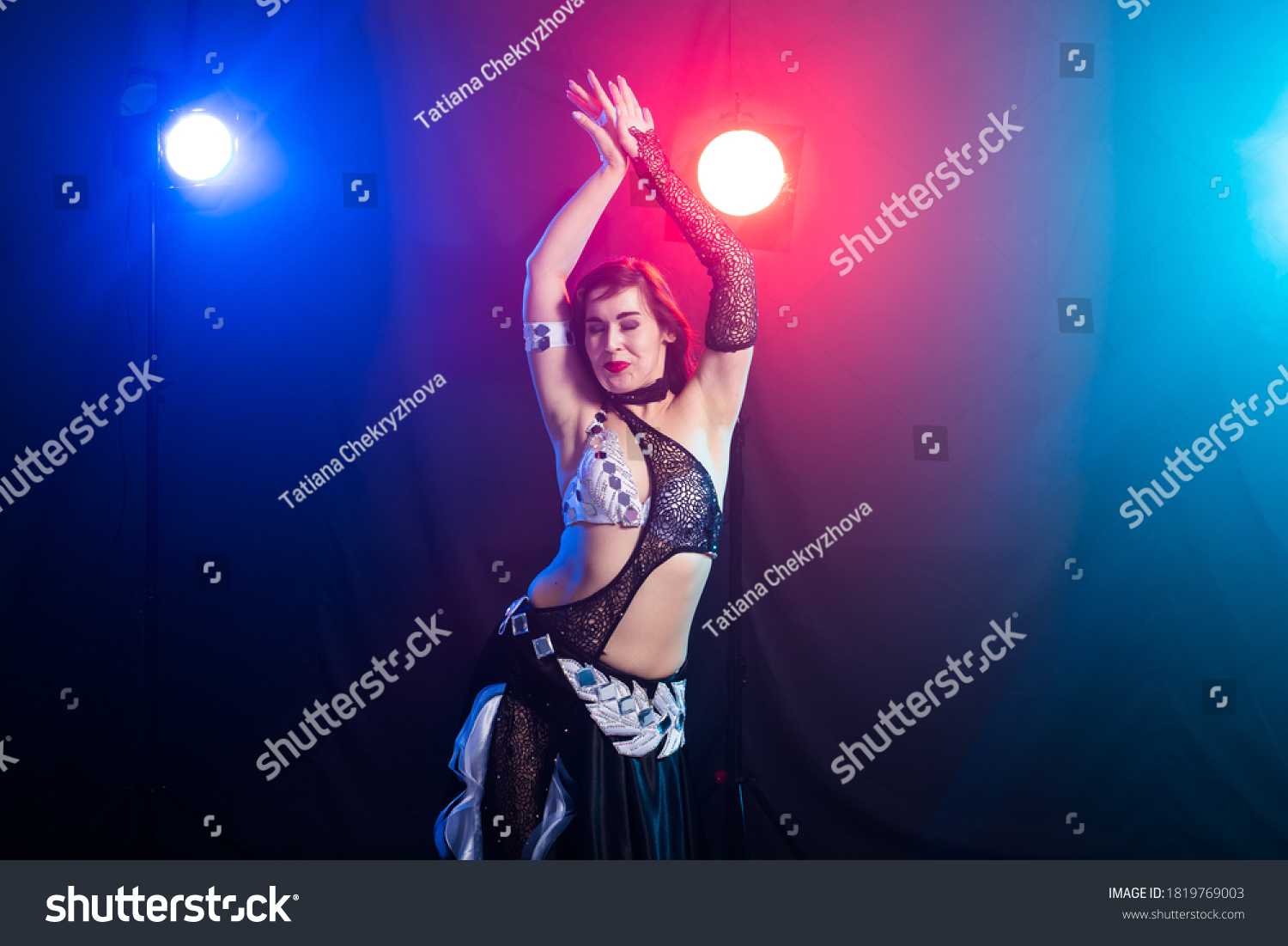 Girl Dancing Belly Dance Fusion Tribal Stock Photo