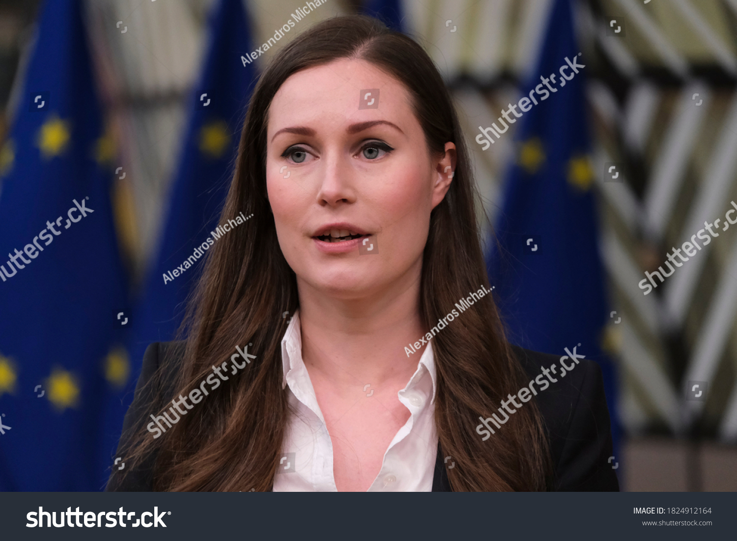 Finnish Prime Minister Sanna Marin Arrives Stock Photo