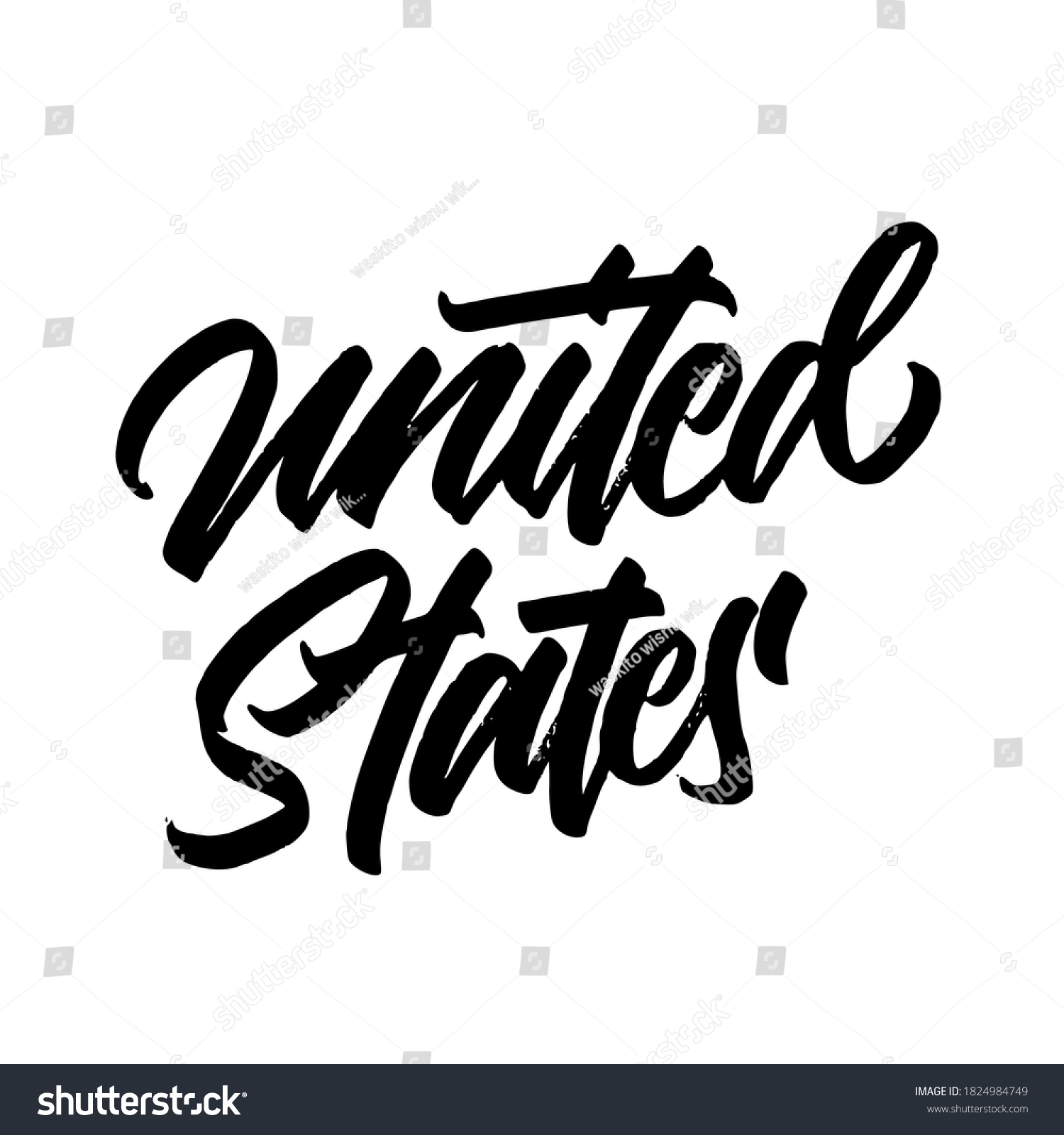 United States Handwritten Modern Calligraphy Typography Stock Vector