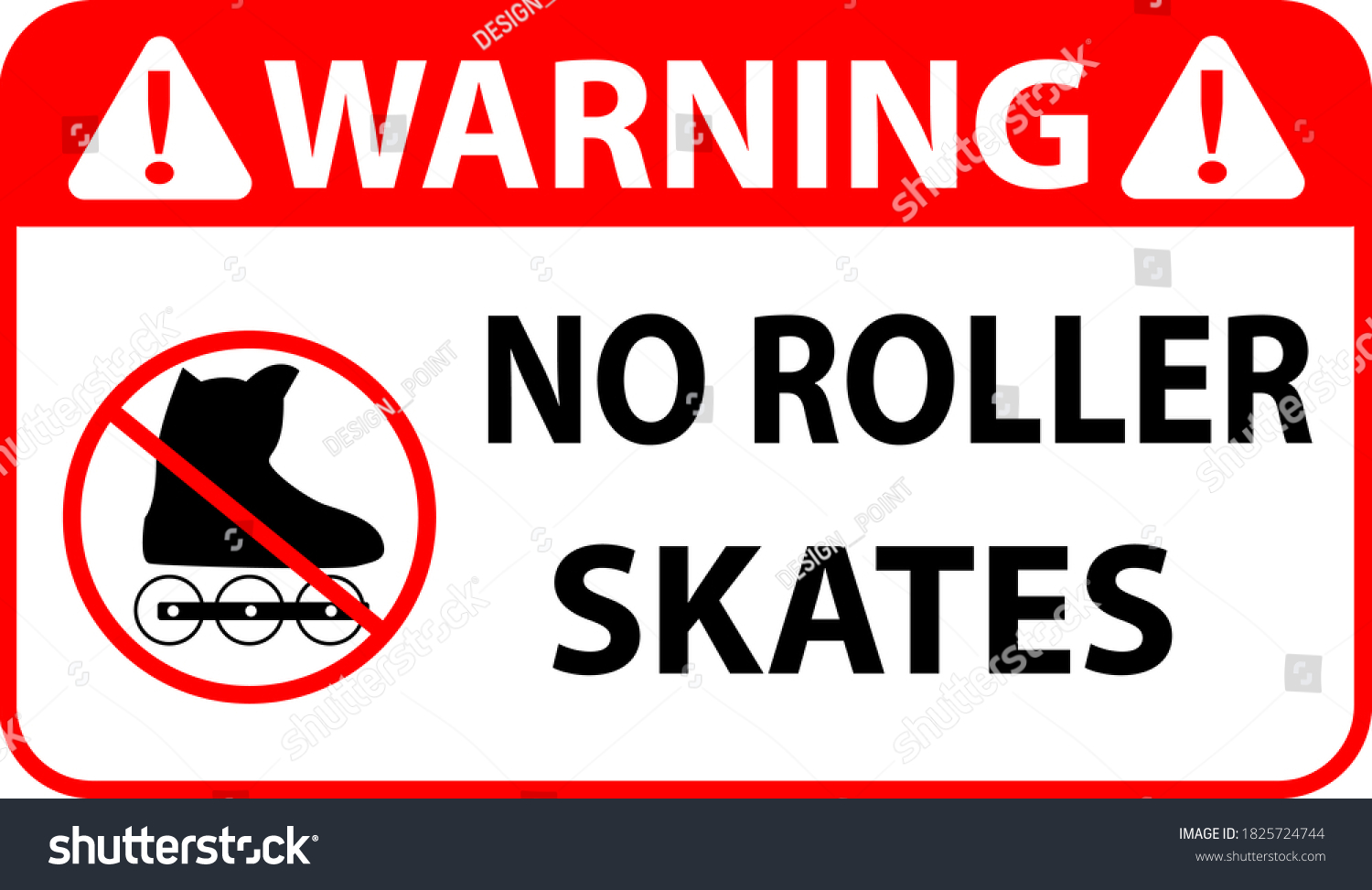 No Roller Skates Sign Prohibition Warning Stock Vector Royalty Free