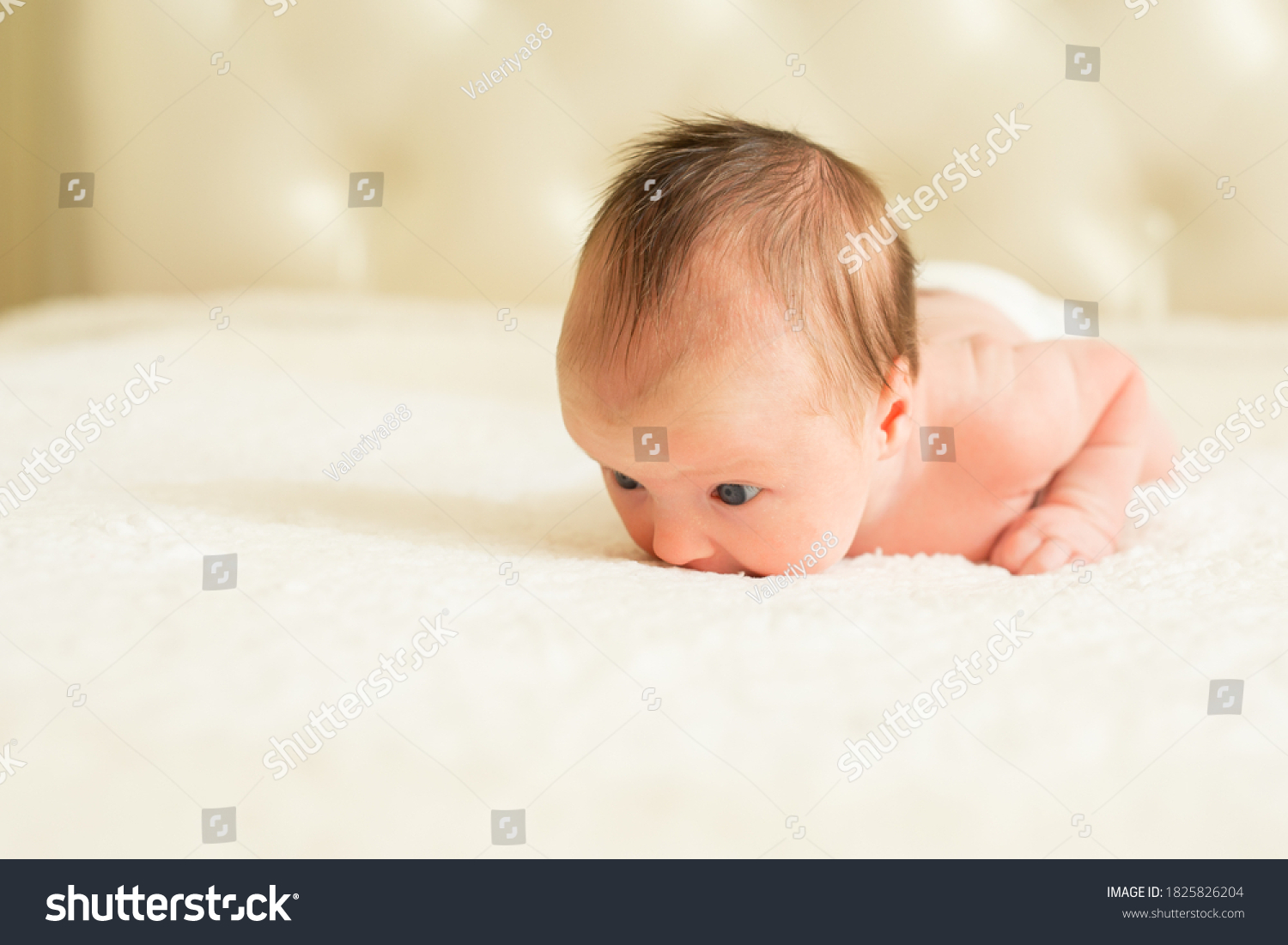 Cute Naked Newborn Baby Open Eyes Stock Photo 1825826204 Shutterstock