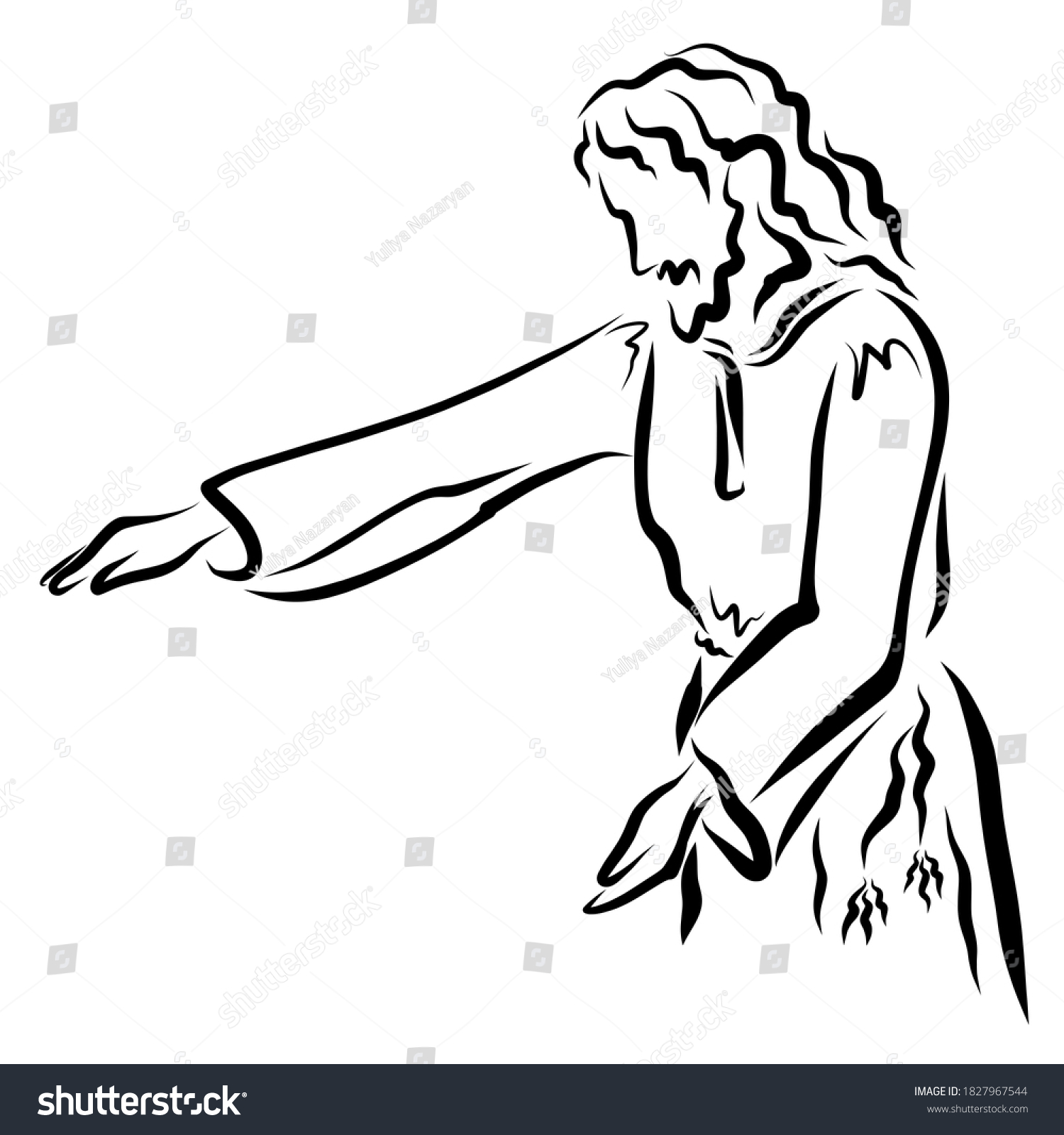 Jesus Stretches Out His Hand Healing Stock Illustration 1827967544