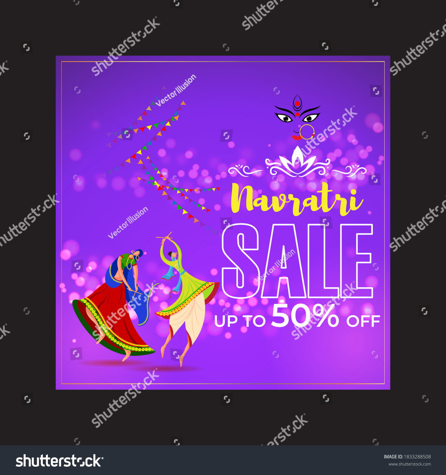 Vector Illustration Navratri Sale Banner Upto Stock Vector Royalty