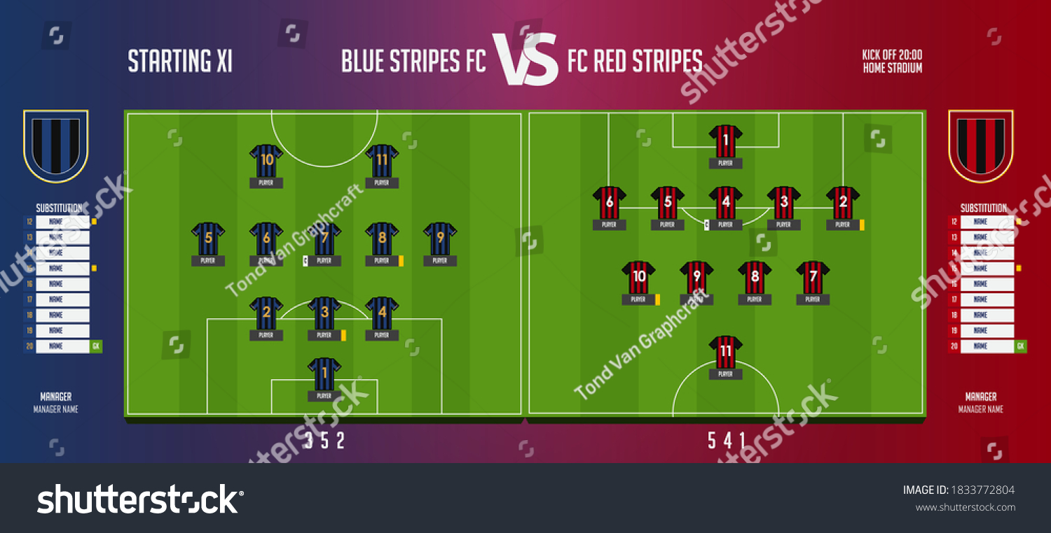 Football Soccer Match Lineups Formation Infographic Stock Vector