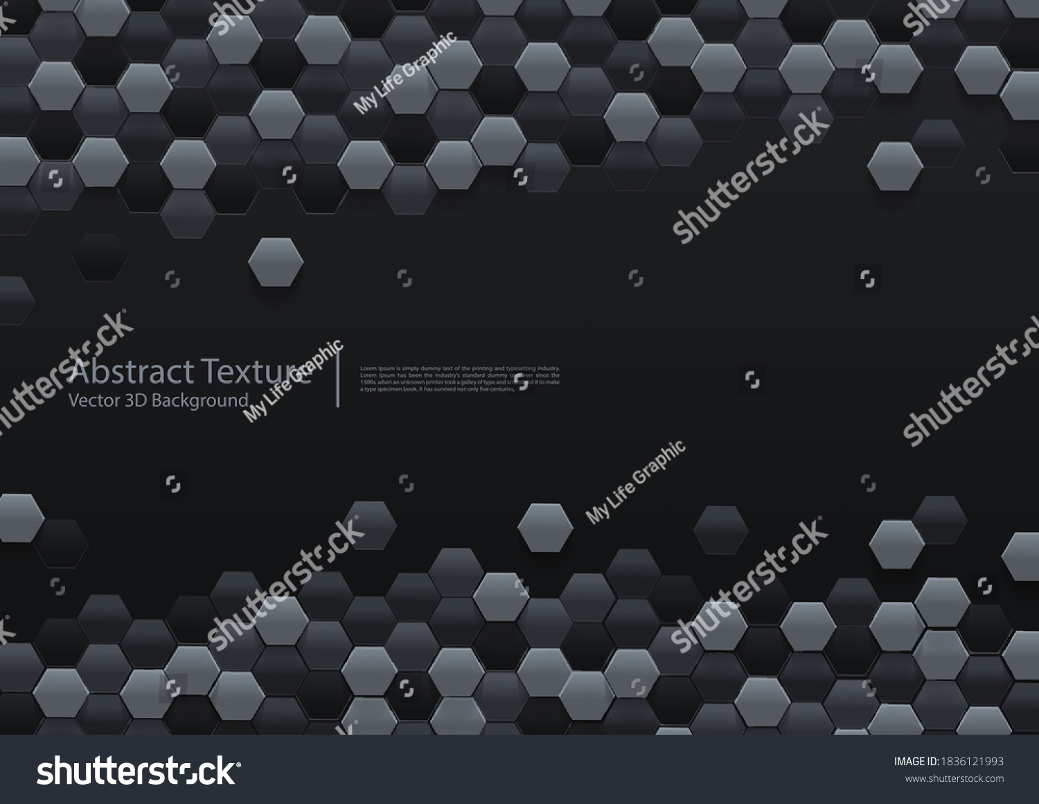 Vector Abstract Black Hexagonal Background D Stock Vector Royalty