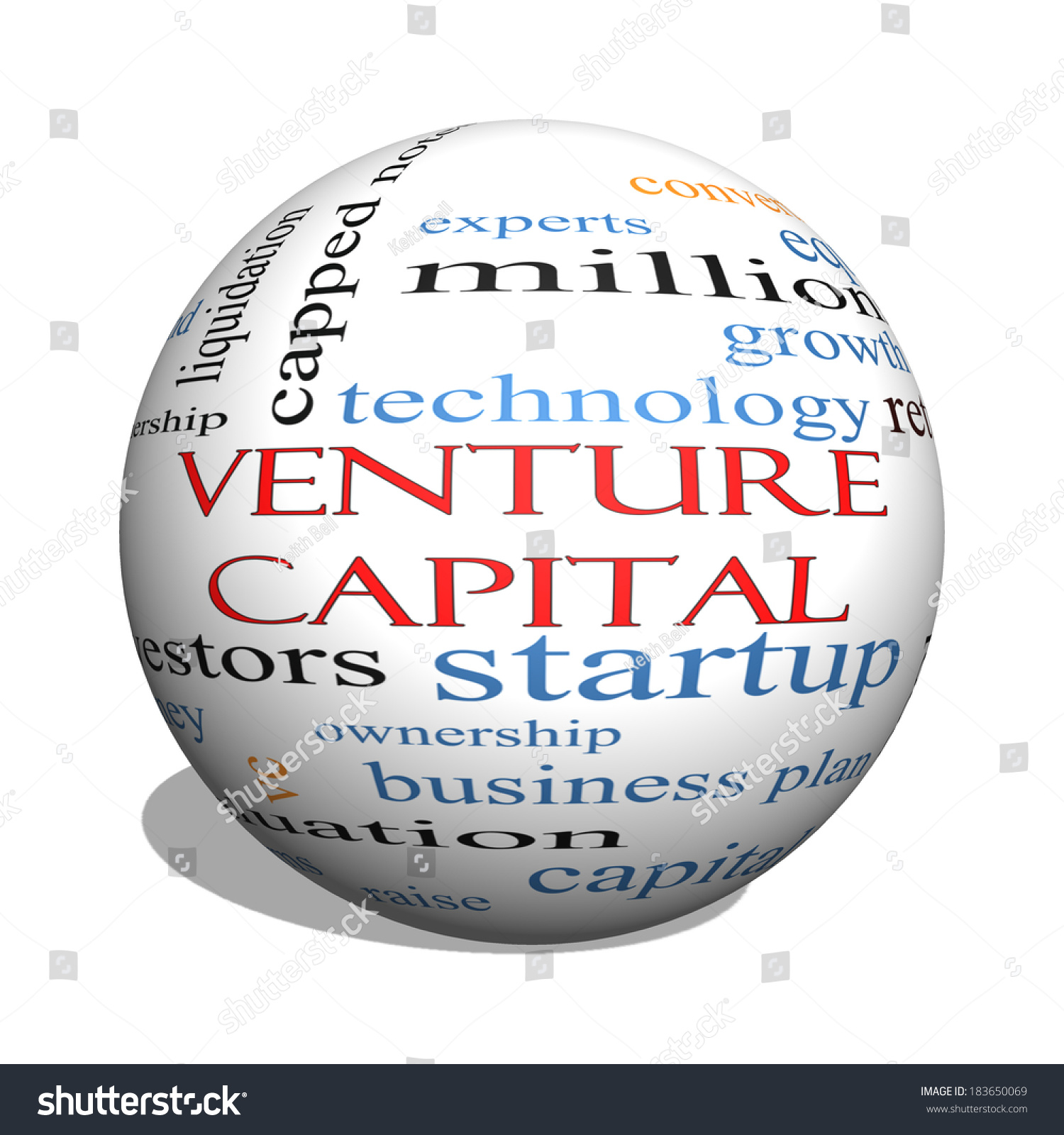 Venture Capital D Sphere Word Cloud Stock Illustration